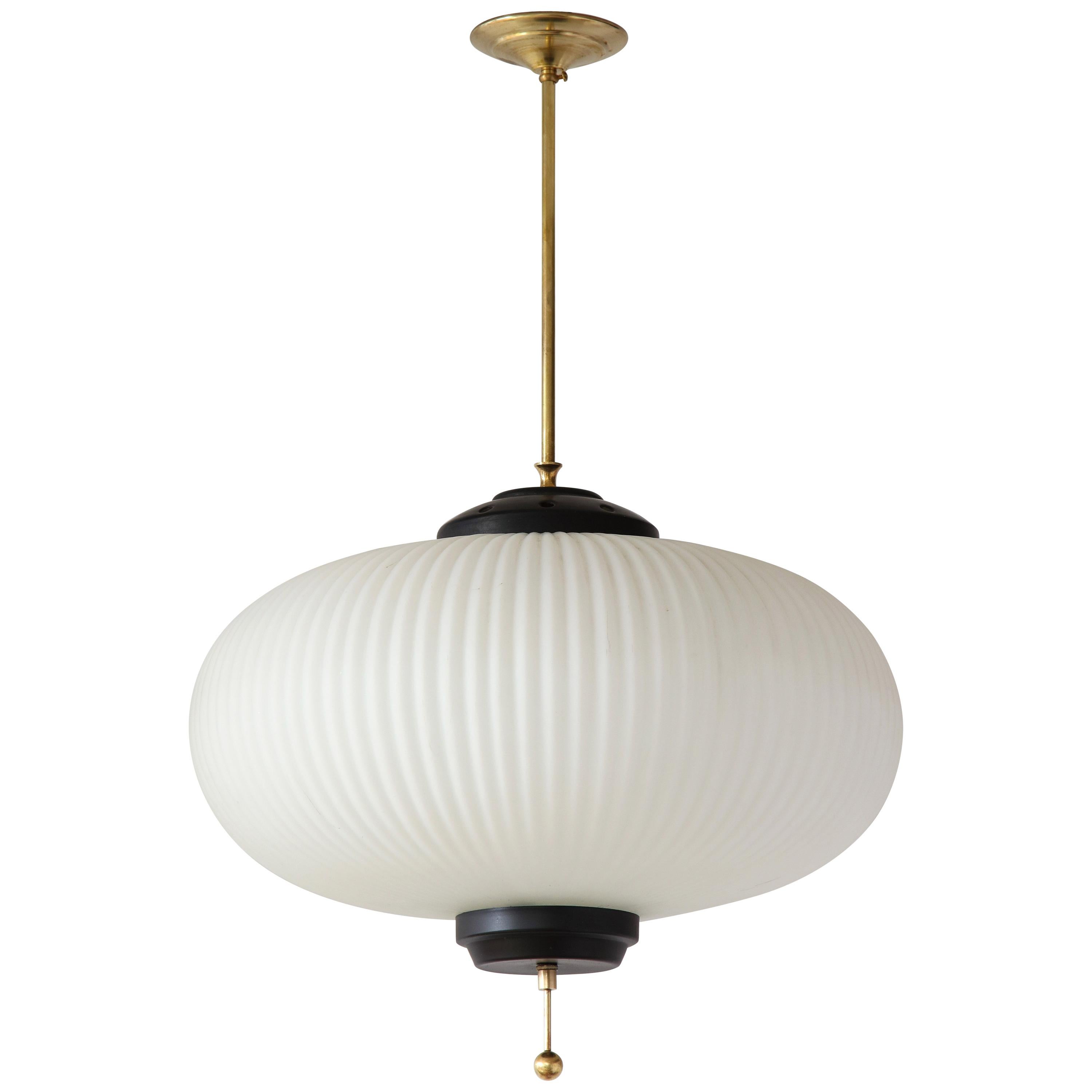 Stilnovo Ribbed Milk Glass Globe Lantern