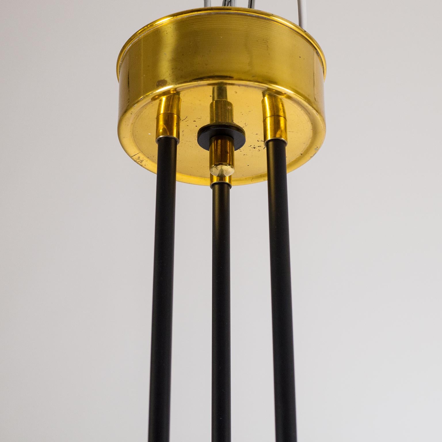 Stilnovo Satin Glass and Brass Pendant, circa 1960 2