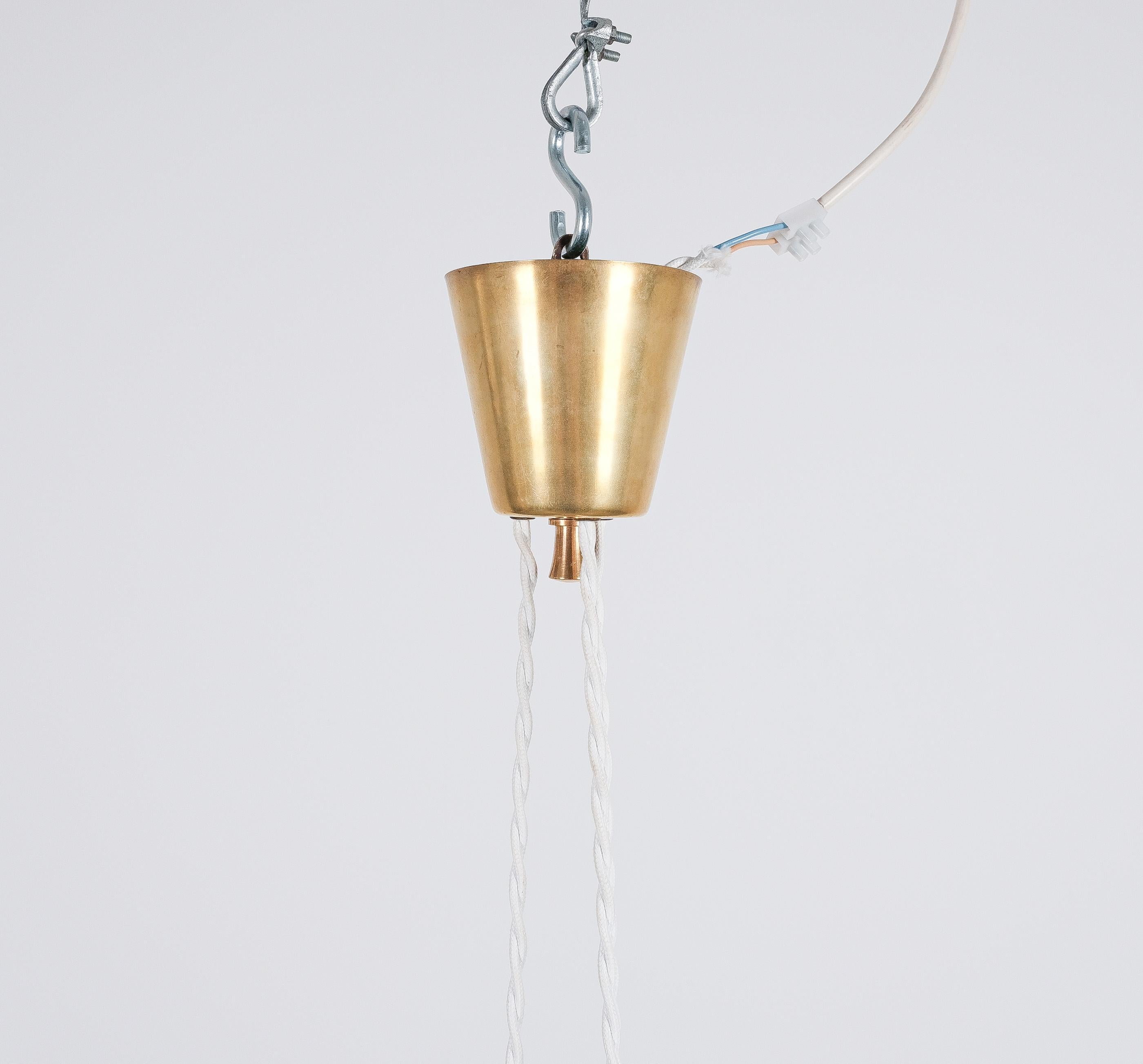 Stilnovo Satin Glass and Brass Suspension Pendant Lamps (2) by, Italy, 1950 2
