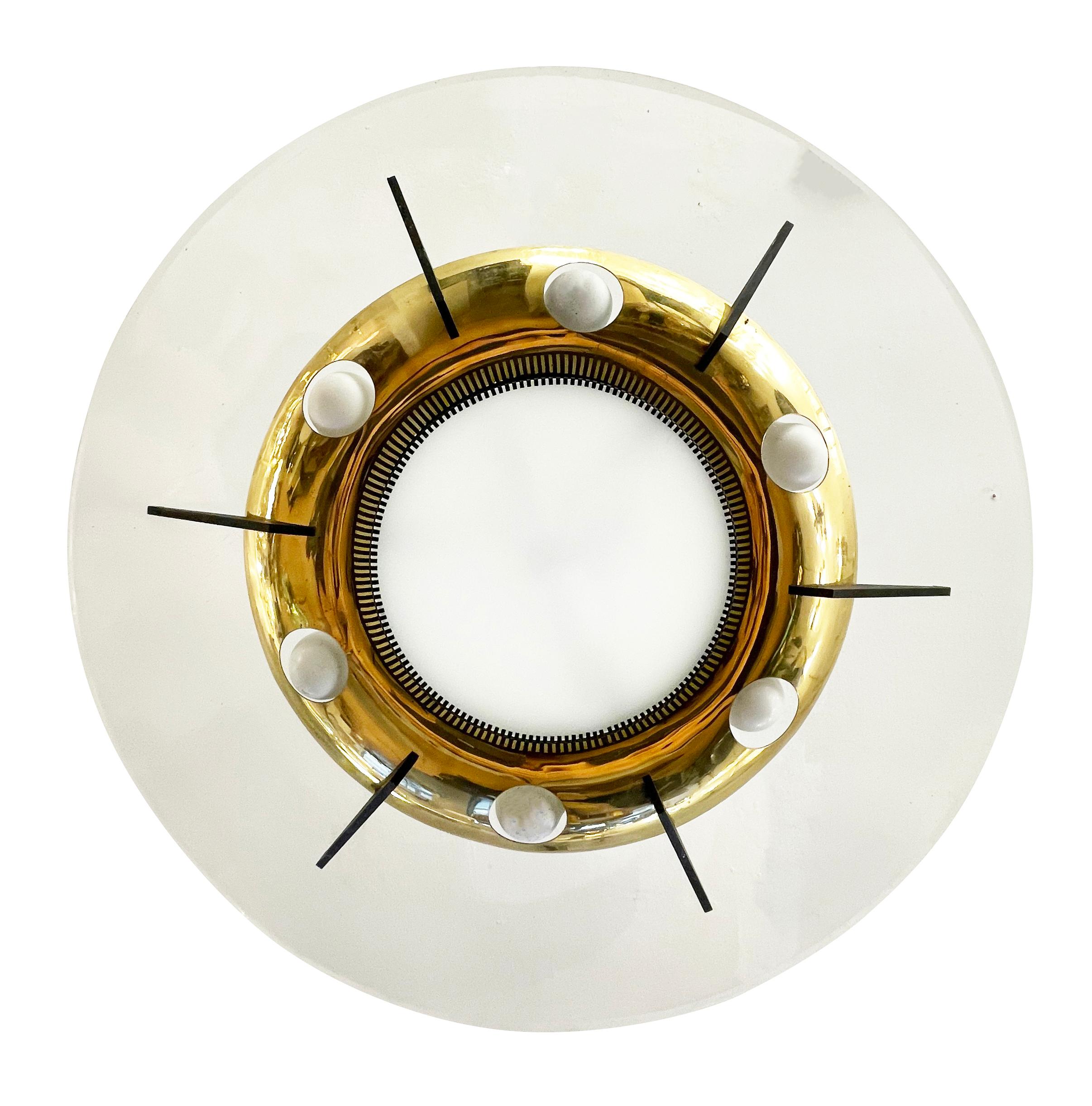 Mid-Century Modern Stilnovo Saucer Chandelier, Italy, 1960s