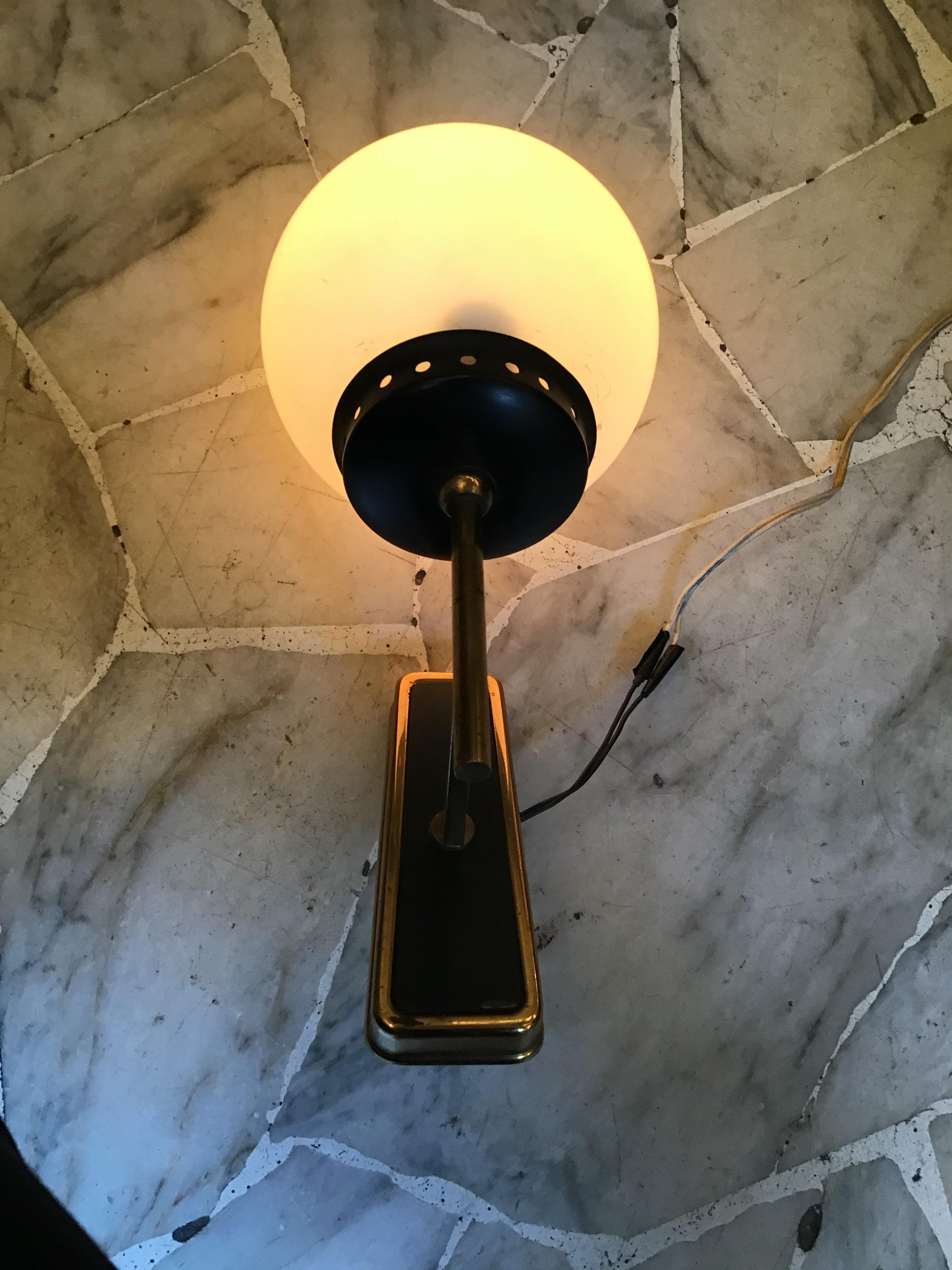 Stilnovo Sconce Brass Metal Glass 1950 Italy  In Good Condition For Sale In Milano, IT