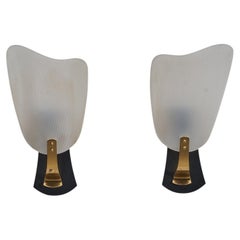 Stilnovo, Sconces, Acrylic, Brass, Black Lacquered Metal, Italy, 1960s