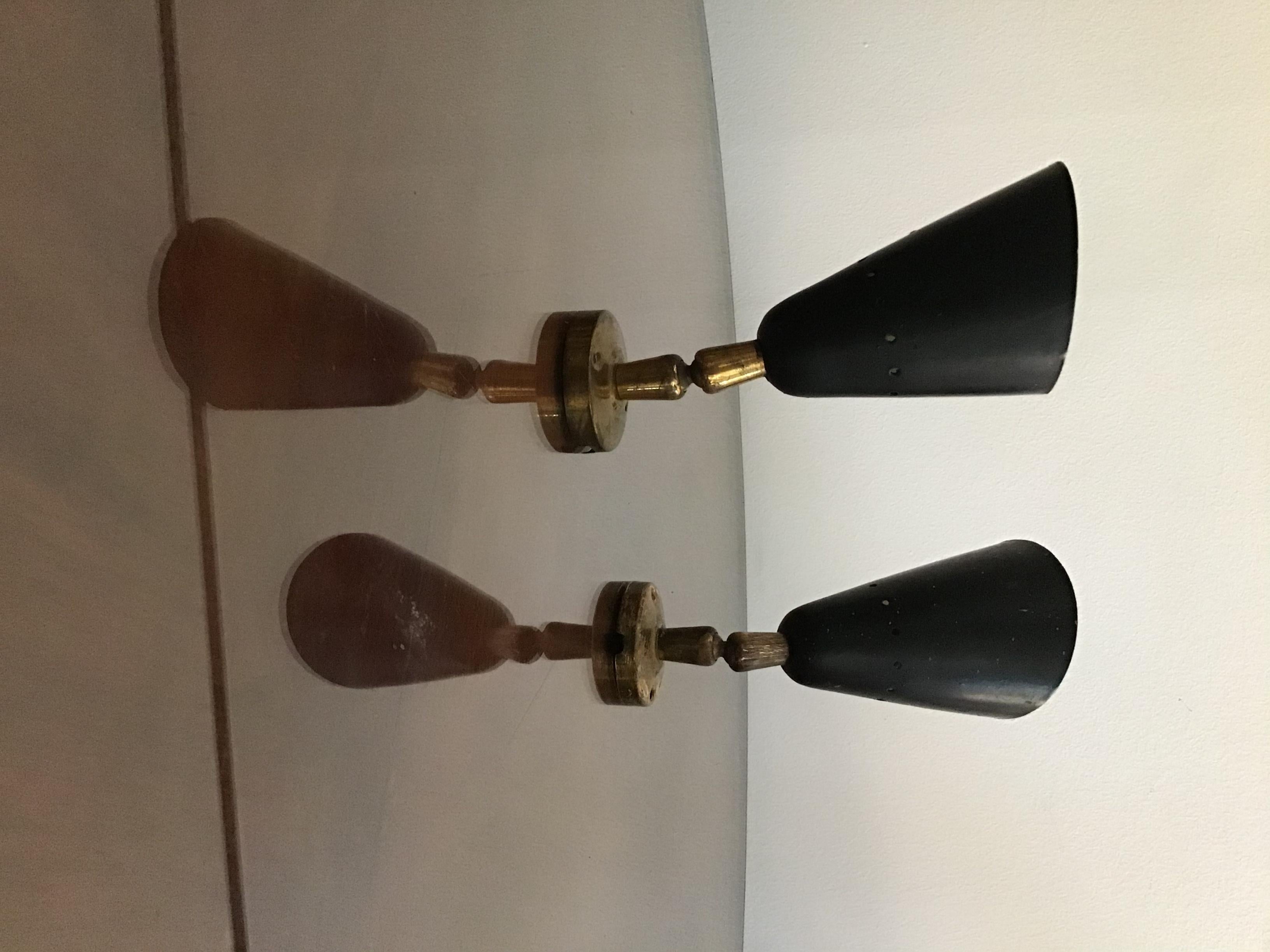Stilnovo Style Sconces Adjustable Wall Lights Brass Metal, 1950, Italy In Good Condition For Sale In Milano, IT