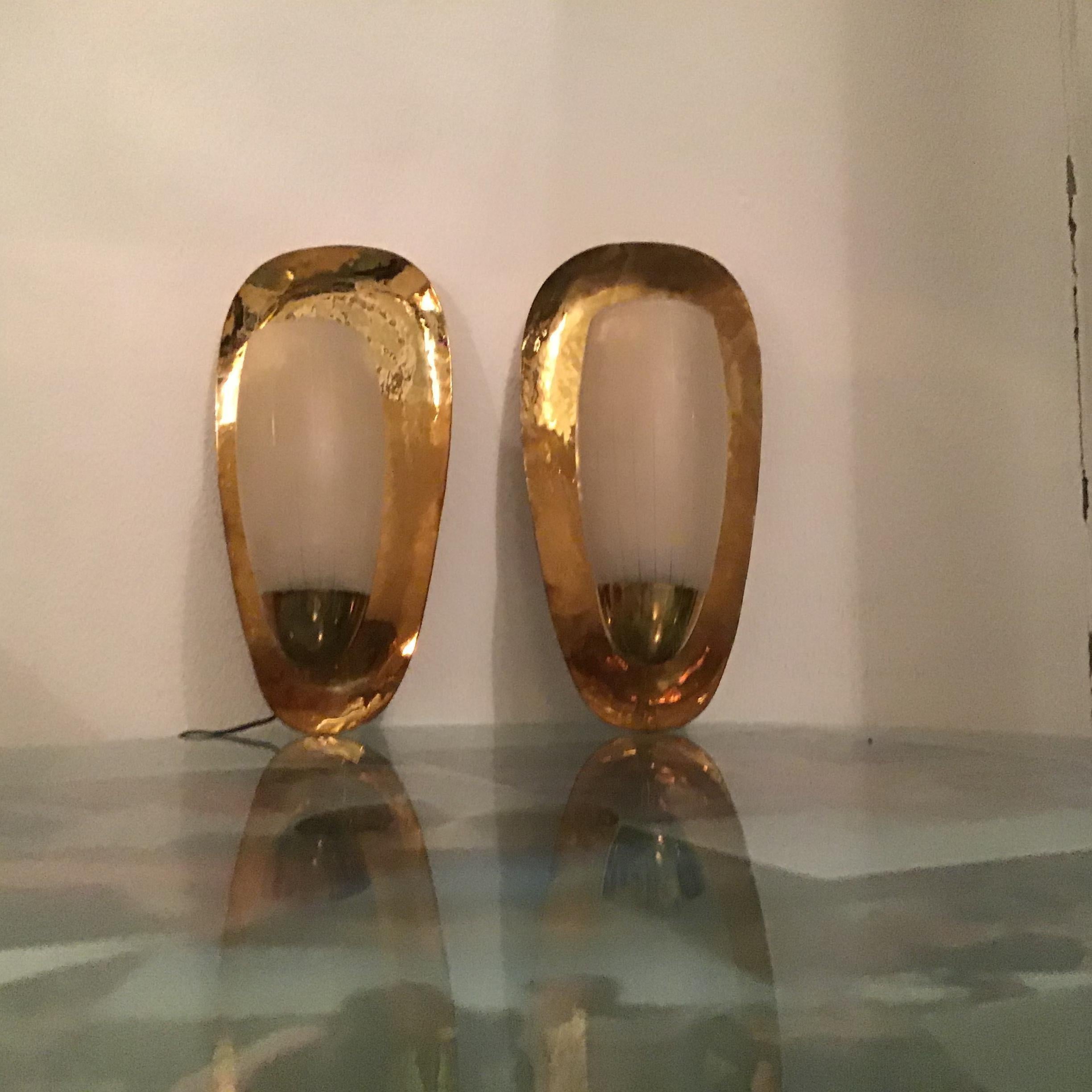 Stilnovo Sconces Brass Glass 1950 Italy 4