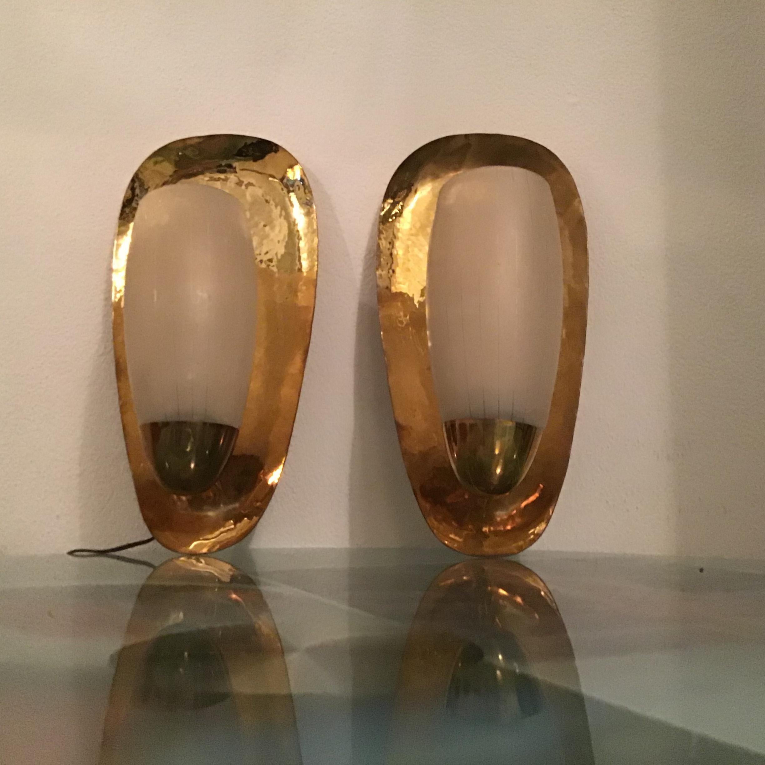 Stilnovo Sconces Brass Glass 1950 Italy 6