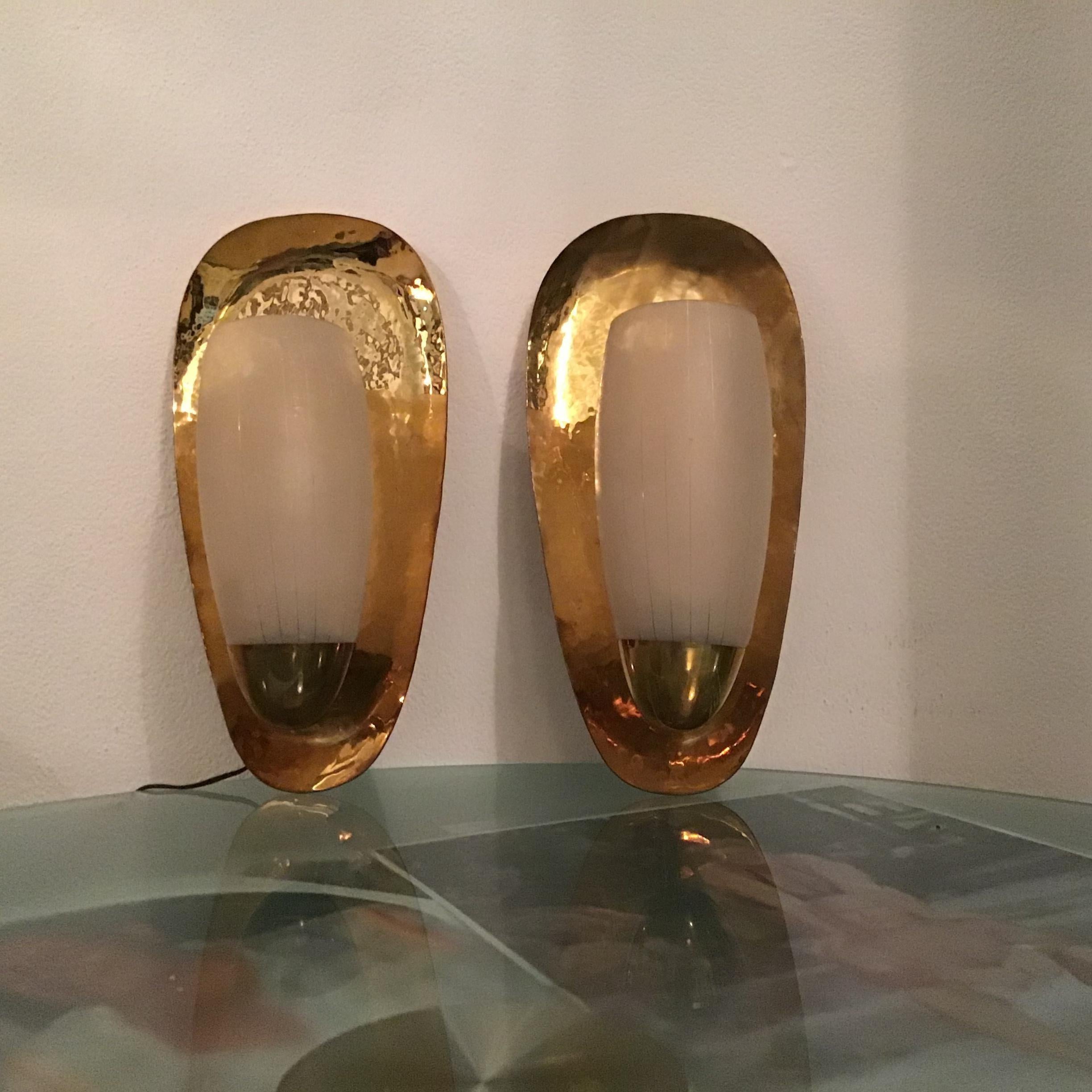 Other Stilnovo Sconces Brass Glass 1950 Italy