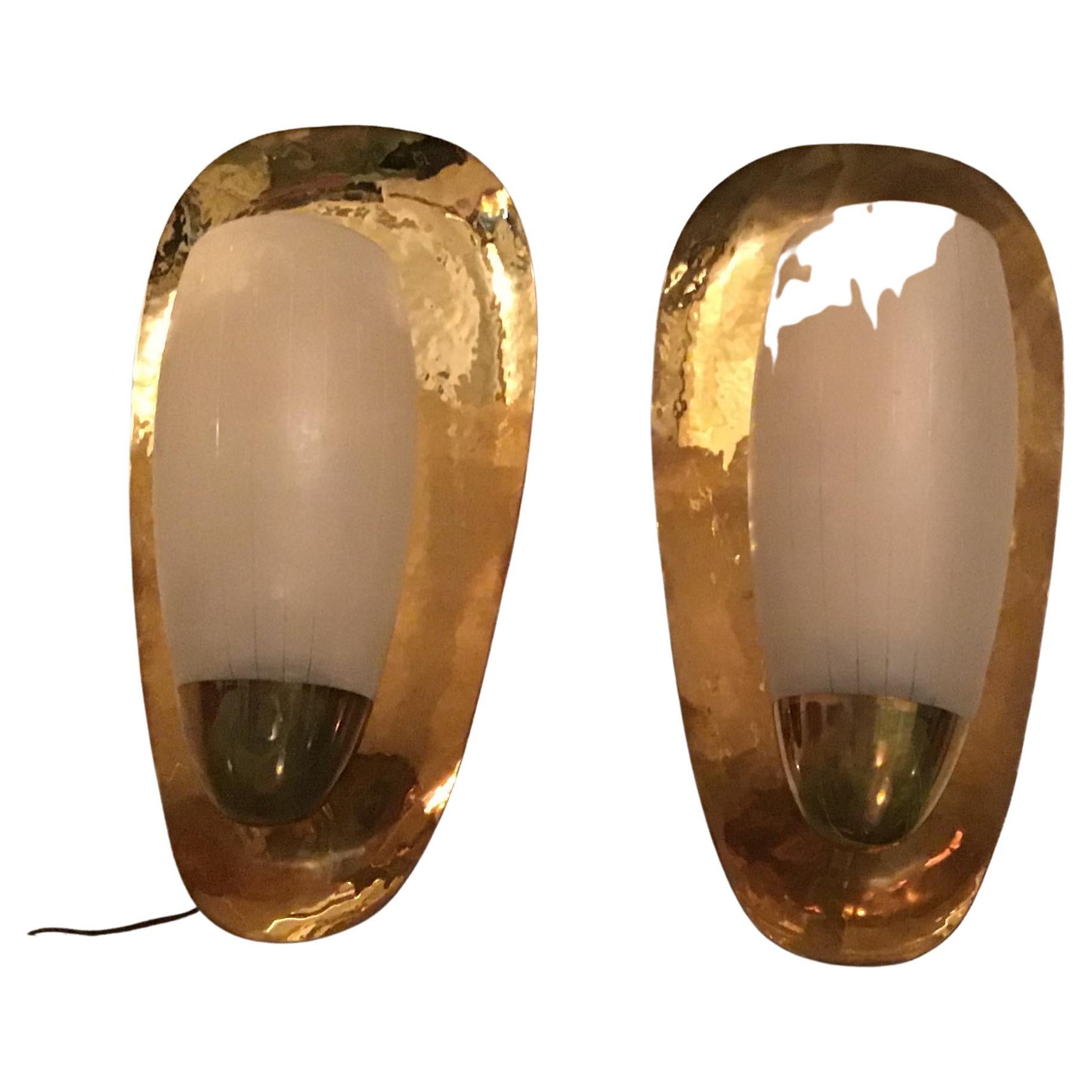 Stilnovo Sconces Brass Glass 1950 Italy