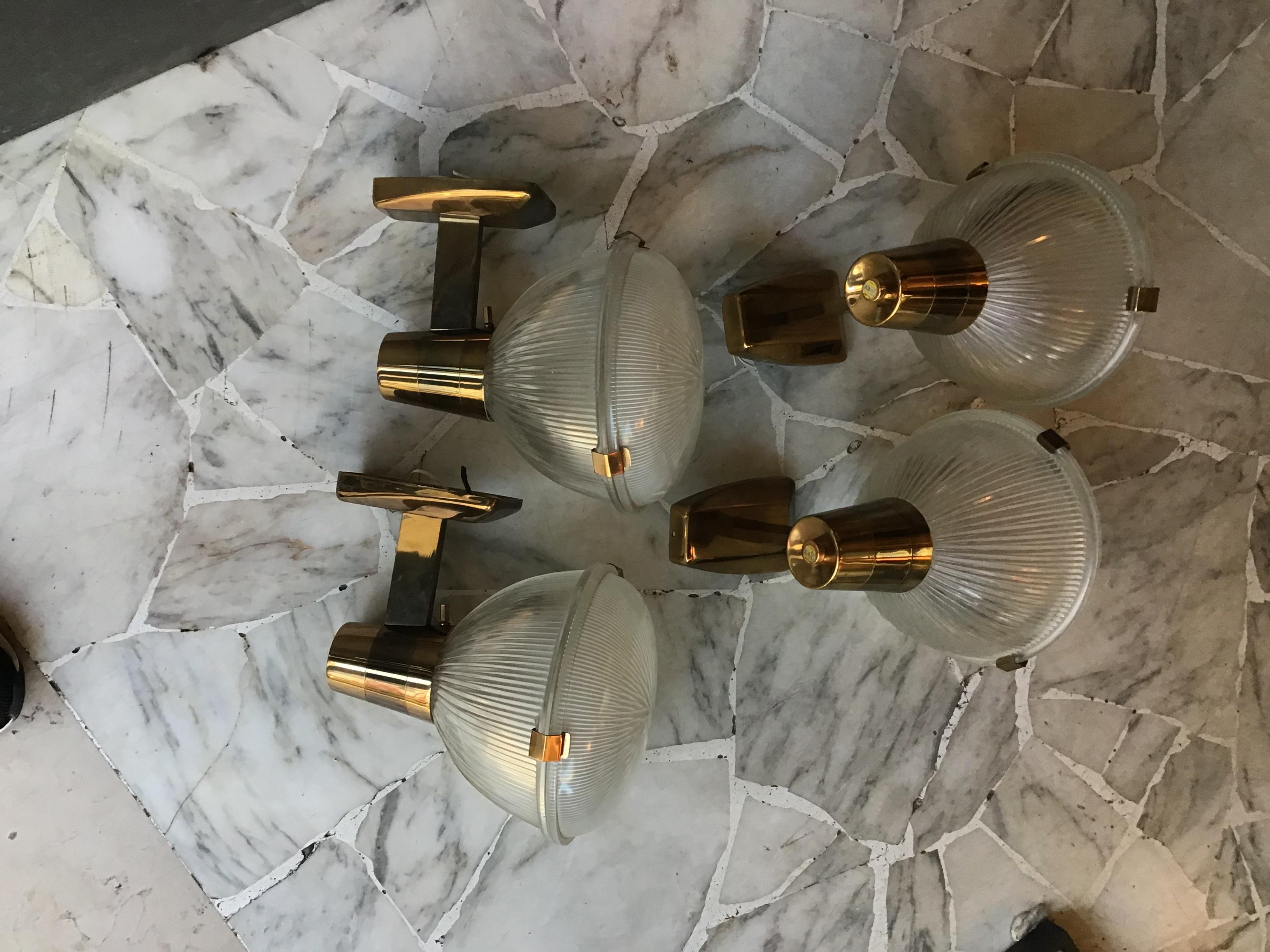 Other Stilnovo Sconces Brass Glass, 1955, Italy For Sale