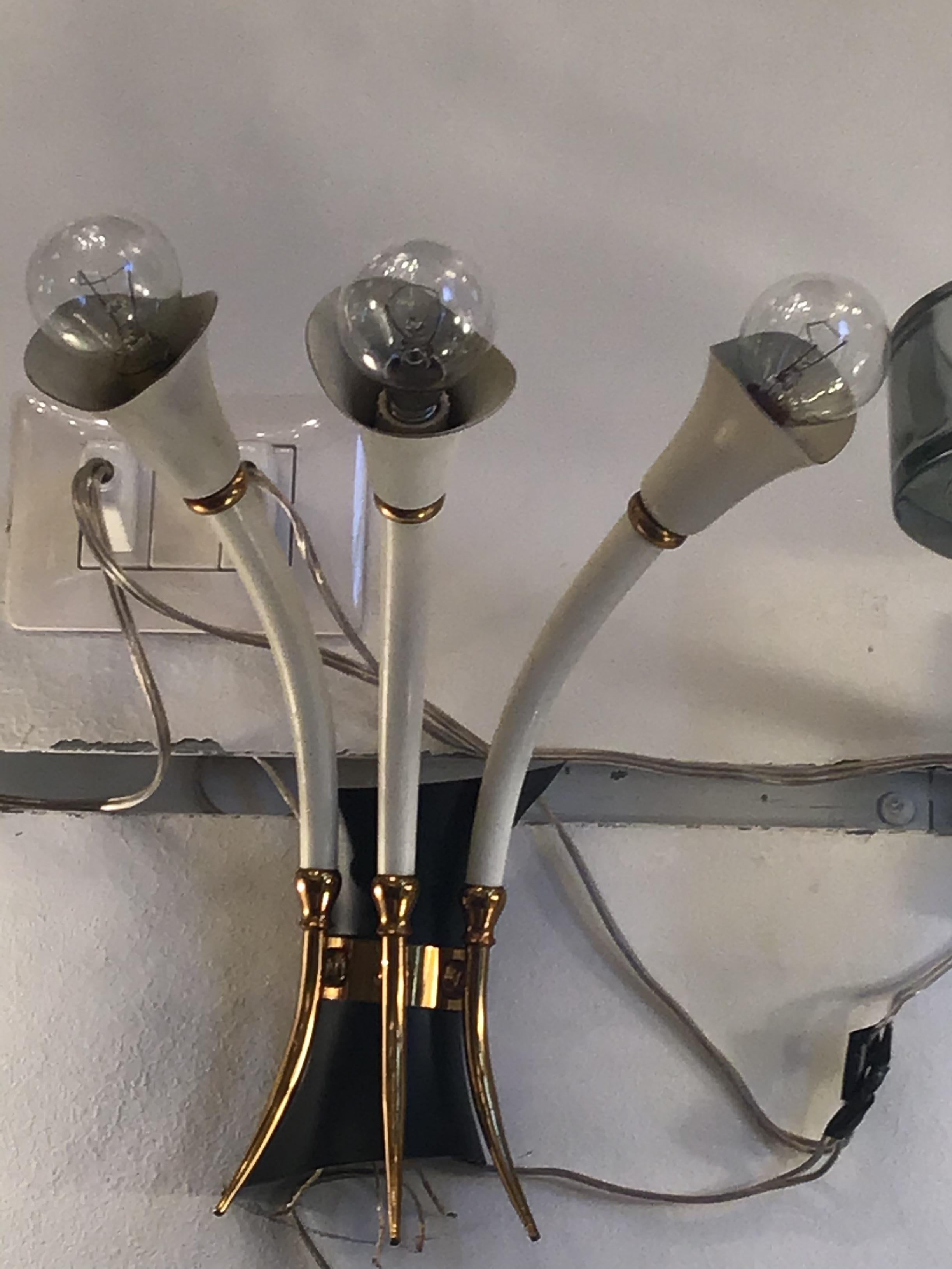 Stilnovo Sconces Brass Metal 1950 Italy For Sale 10