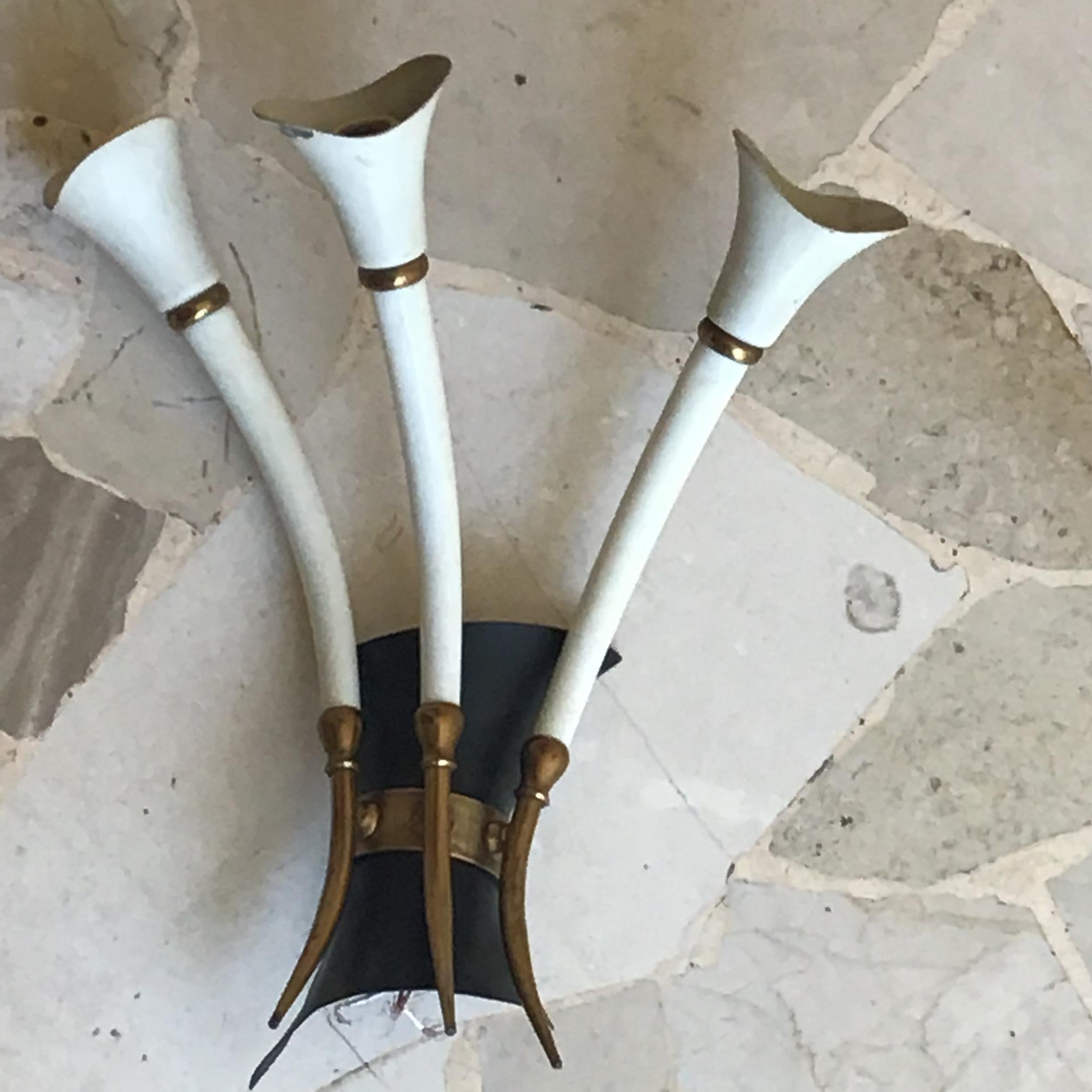 Stilnovo Sconces Brass Metal 1950 Italy In Good Condition For Sale In Milano, IT
