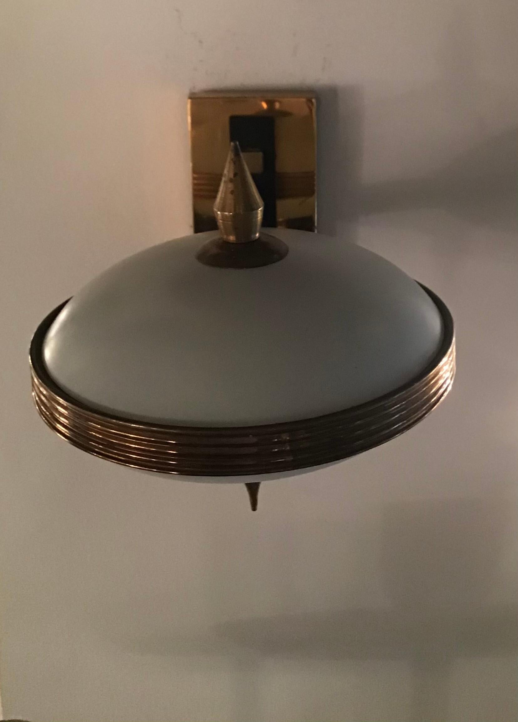 Stilnovo Style Sconces Brass Opaline Glass Iron, 1950, Italy In Excellent Condition In Milano, IT