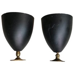 Stilnovo Sconces Metal Black Brass, 1950, Italy