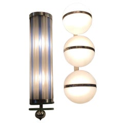 Stilnovo Sconces Metal Crome Opaline Glass 1955 Italy