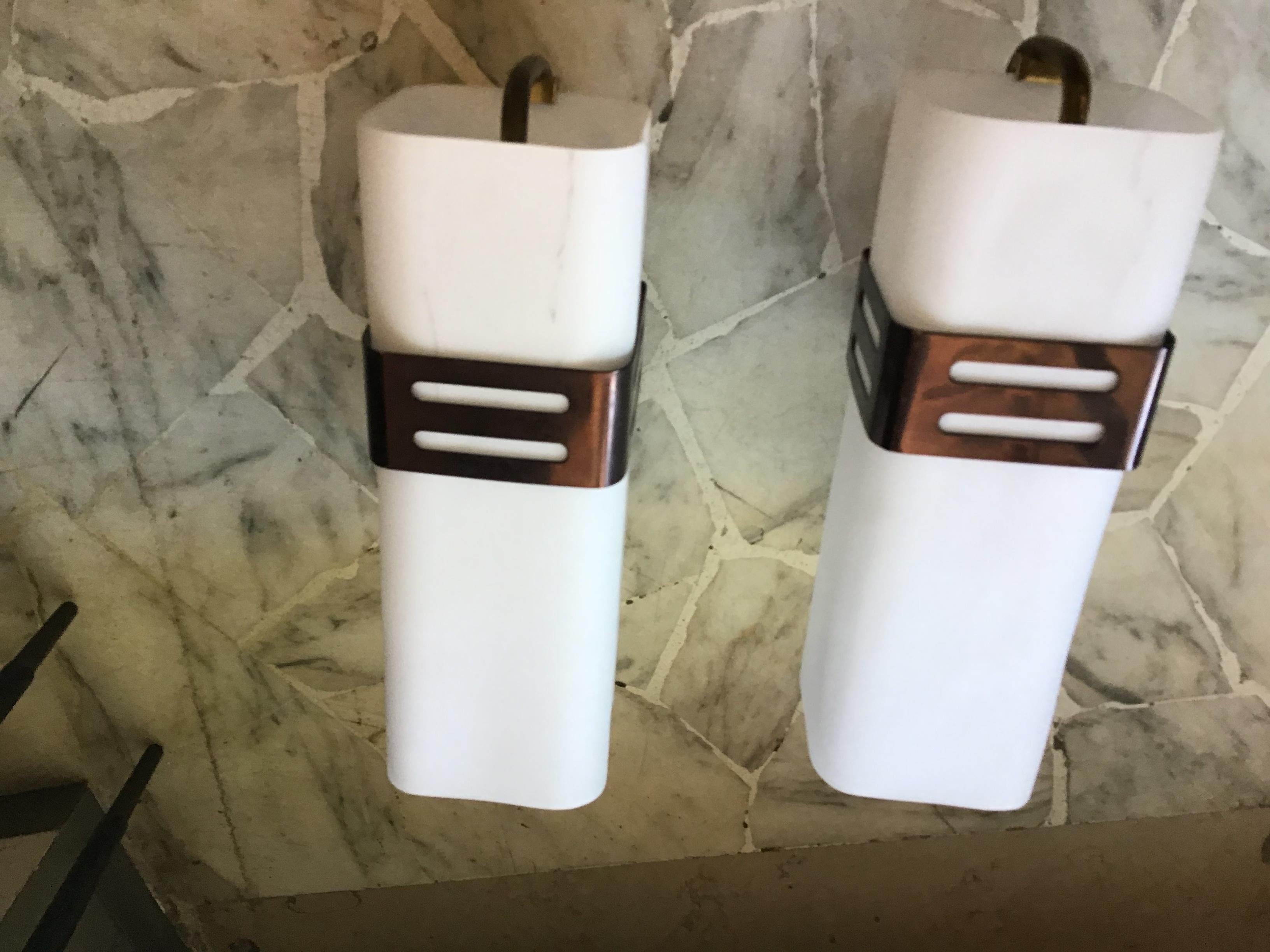 Stilnovo Sconces Model 2126  Brass Opal Glass, 1960, Italy In Excellent Condition In Milano, IT