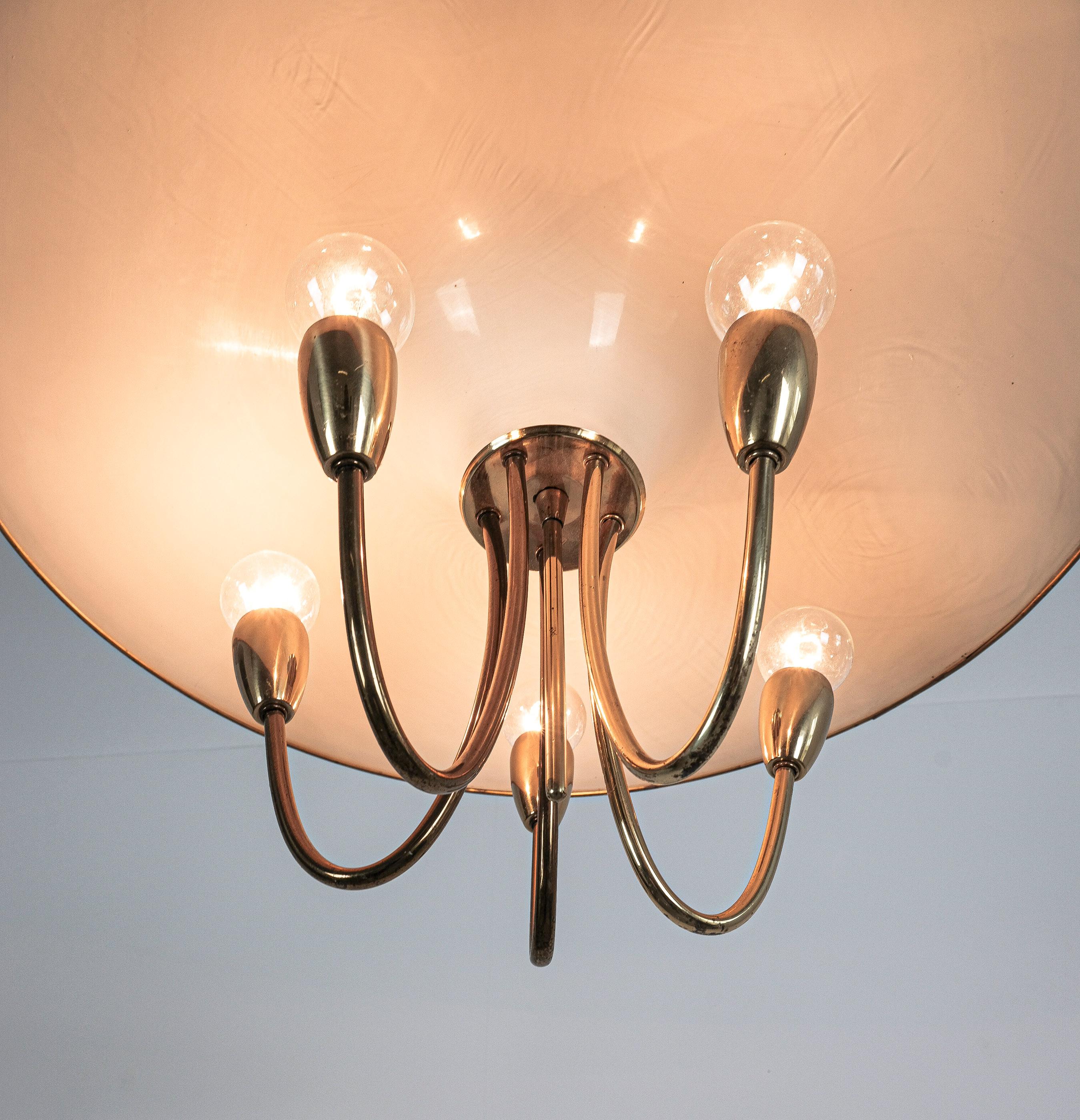 Stilnovo Semi Flush Mount Midcentury Brass Italy, 1960 3