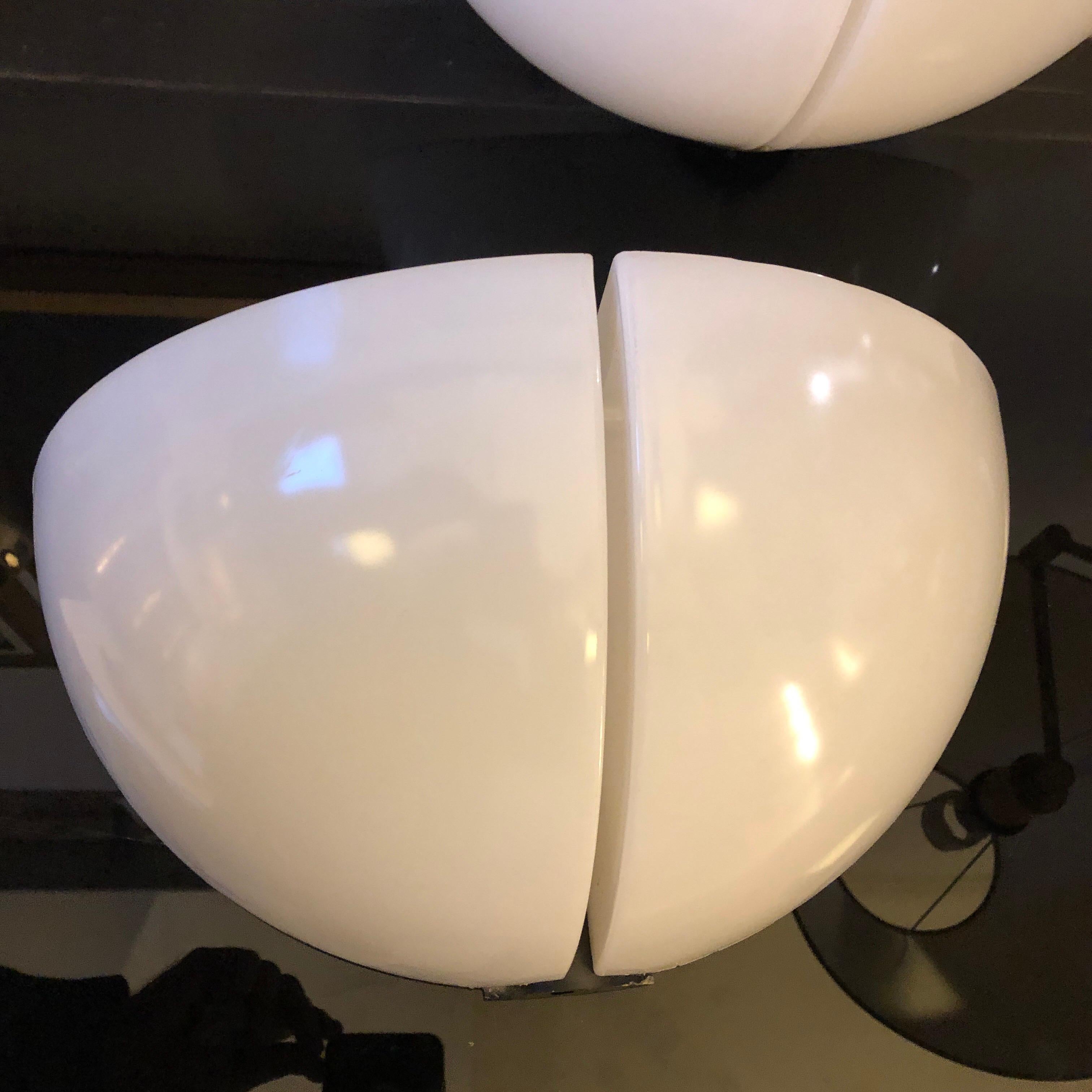 Italian Stilnovo Set of Two Space Age White Wall Sconces, circa 1970