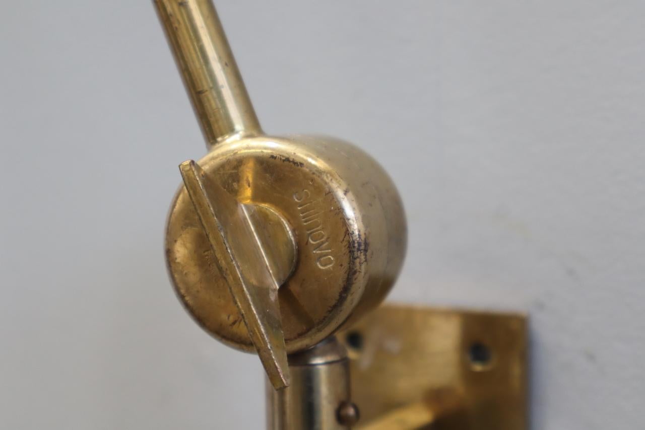 Stilnovo Signed Brass Adjustable Wall Lamp, 1950s For Sale 4