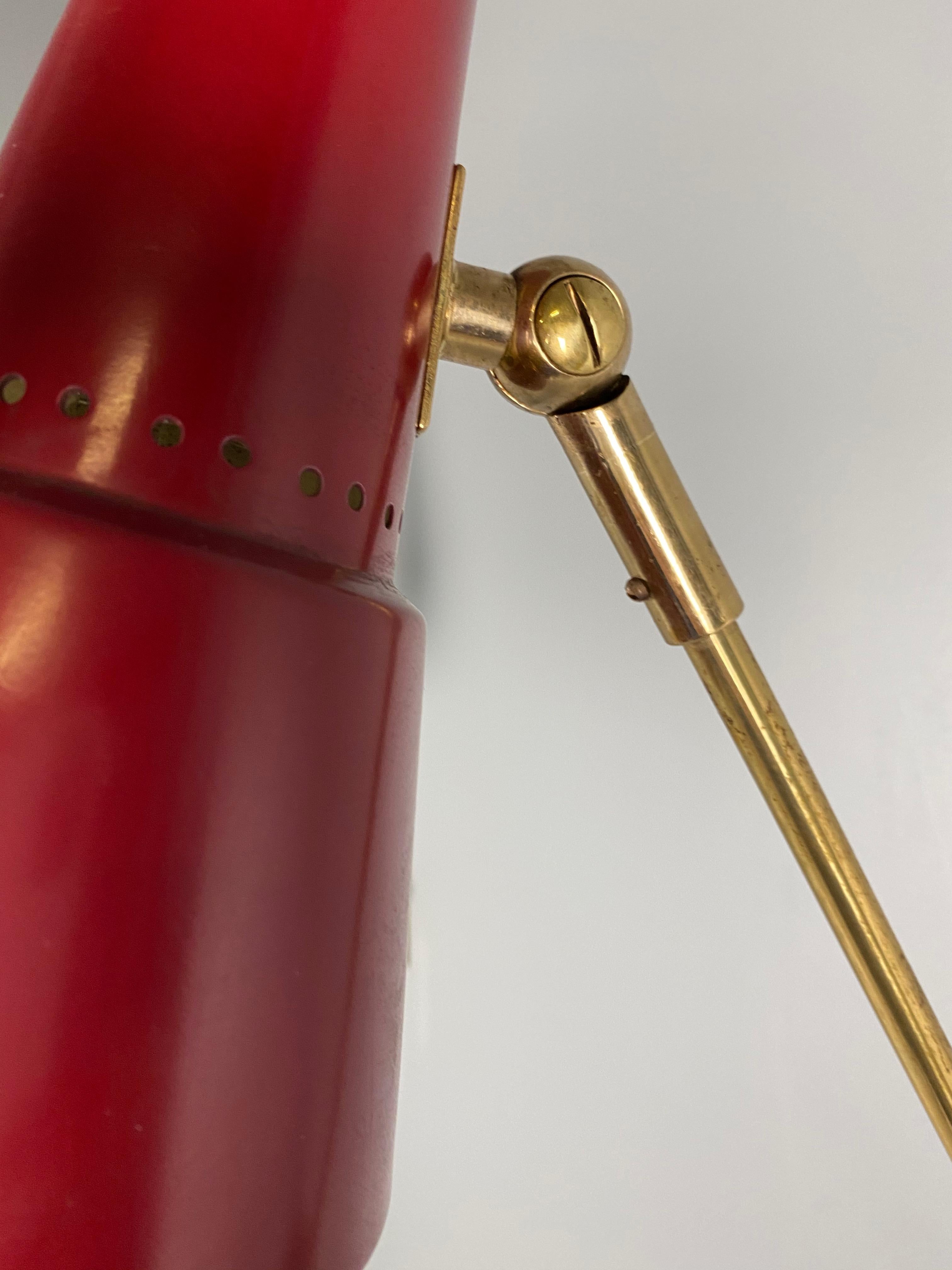 Stilnovo Signed Brass Adjustable Wall Lamp, 1950s 5