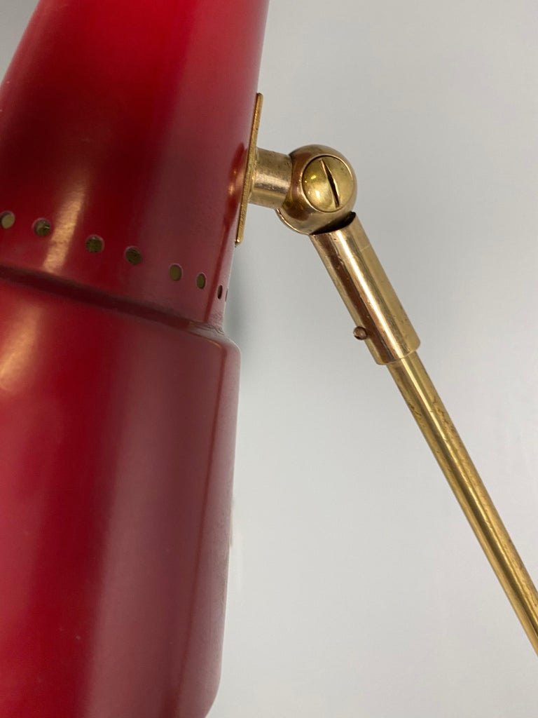 Stilnovo Signed Brass Adjustable Wall Lamp, 1950s For Sale 5