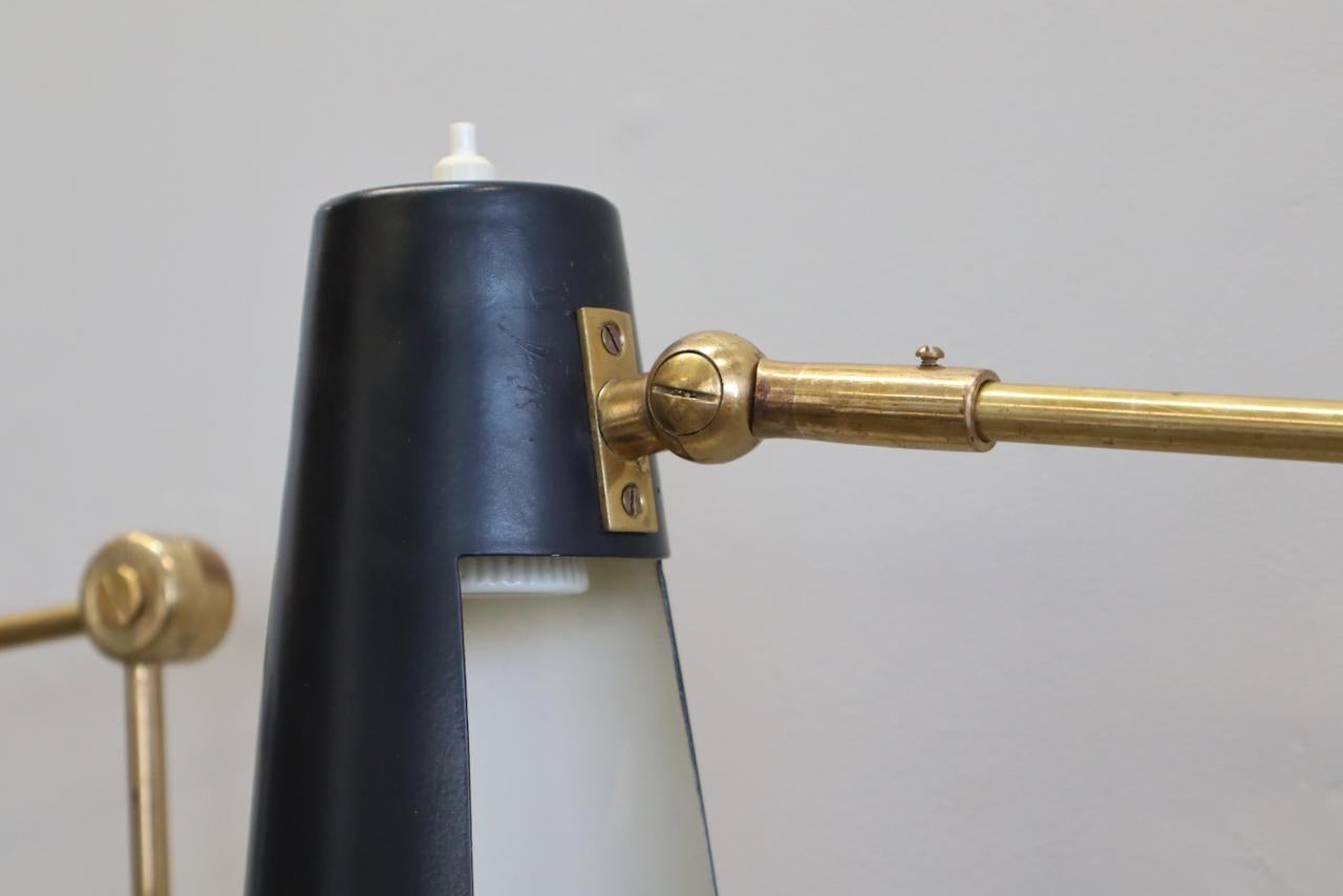 Stilnovo Signed Brass Adjustable Wall Lamp, 1950s For Sale 6