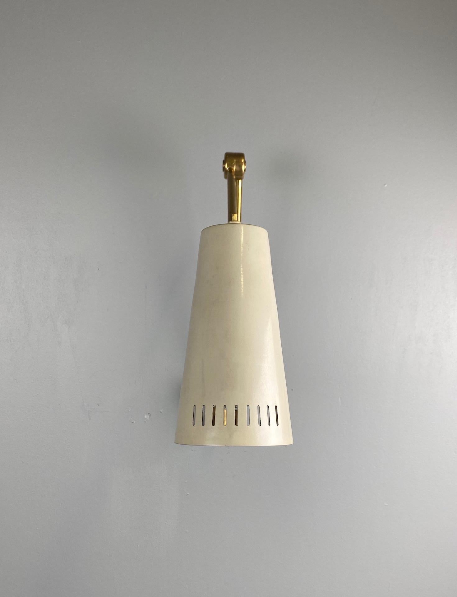 Italian Stilnovo Signed Brass Adjustable Wall Lamp, 1950s