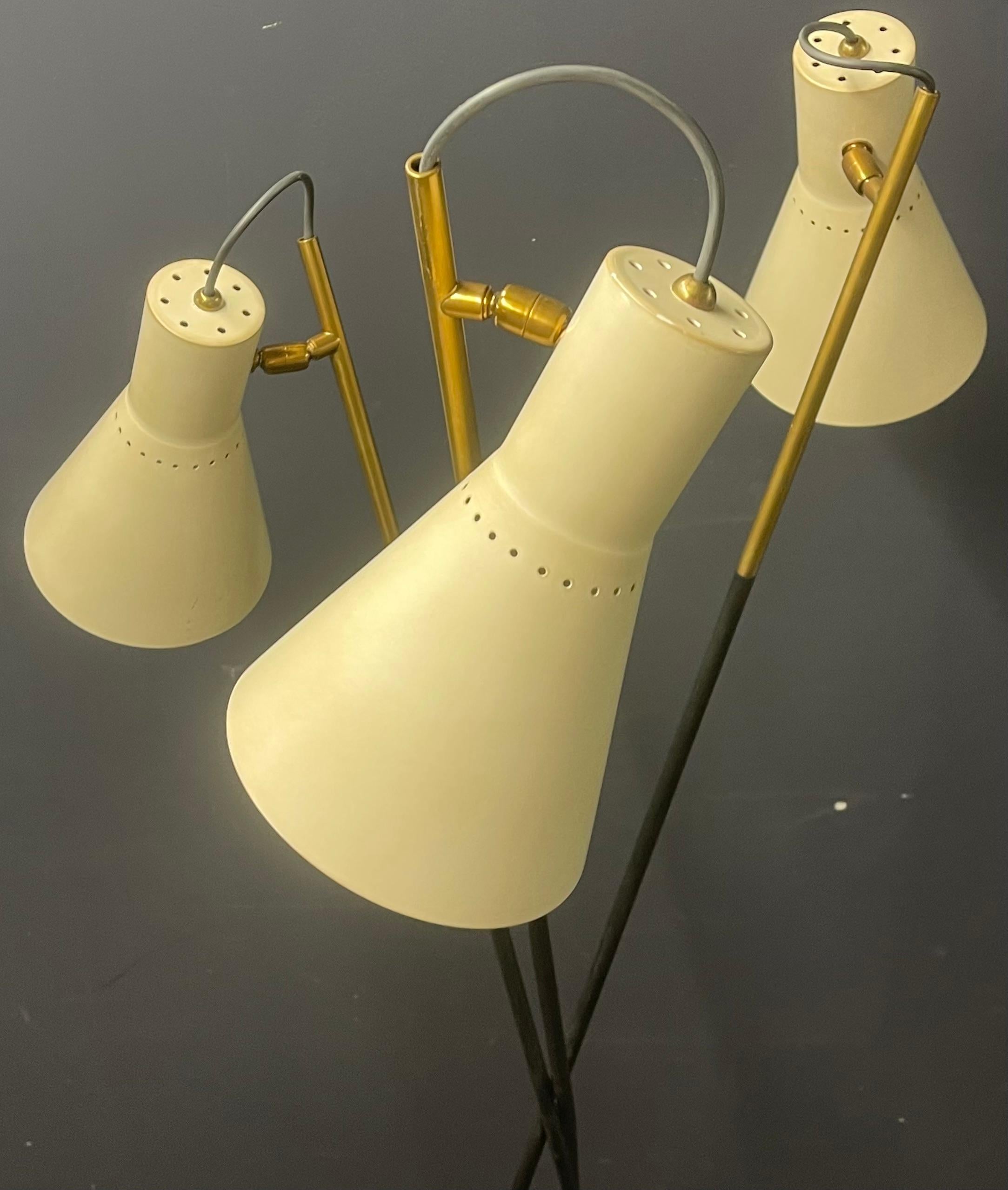 Brass Stilnovo Signed Floor Lamp For Sale