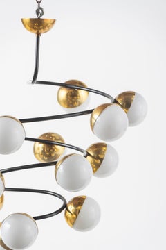 Spiral Suspension Chandelier, Attributed to Stilnovo