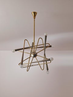 Stilnovo Sputnik Six Arms Brass Chandelier, Italy, 1960s