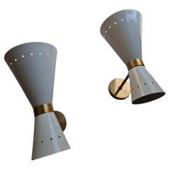 Stilnovo “Stile” Couple Sconces Brass Metal, 1960, Italy