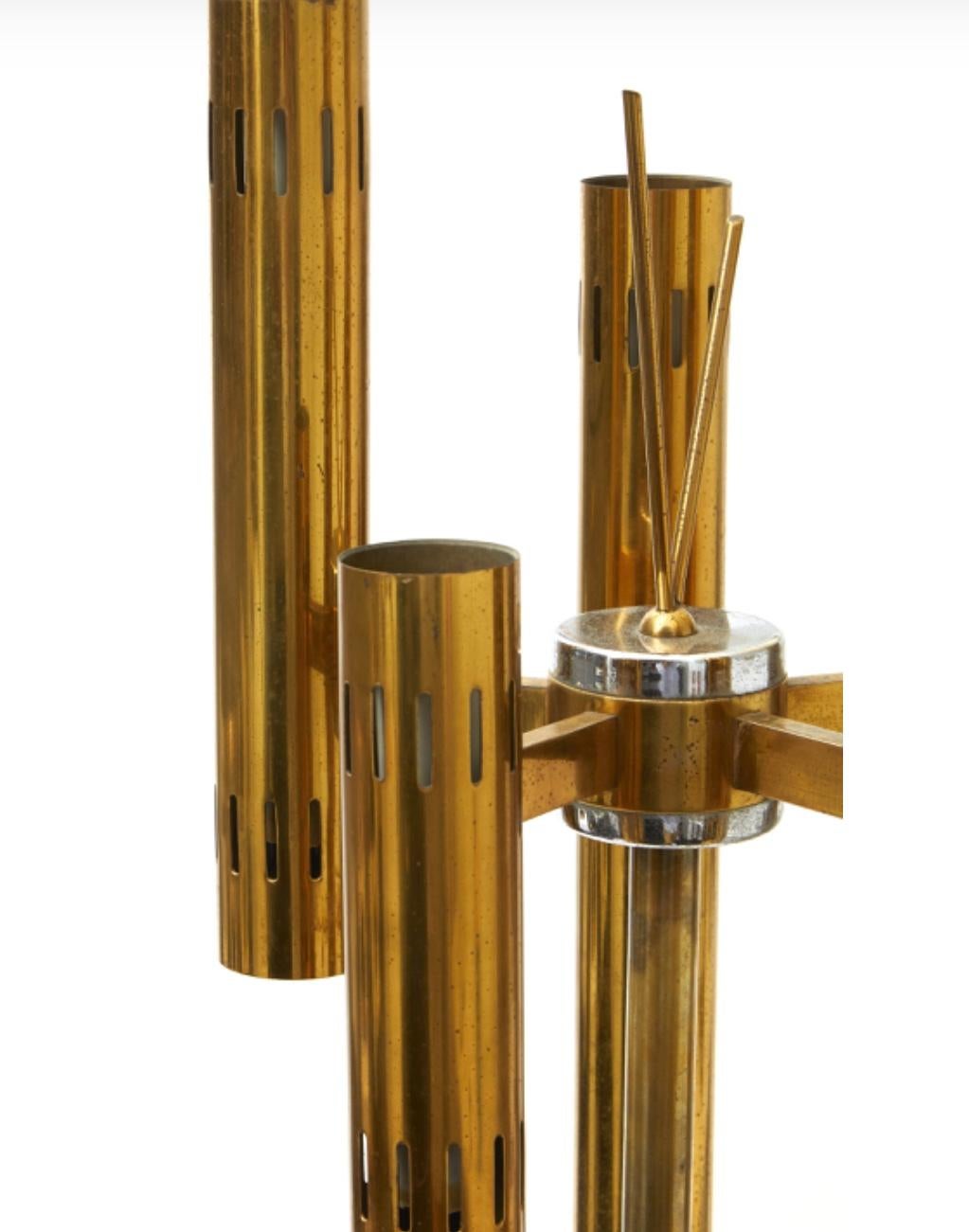 Stilnovo stile floor lamp brass, 1950, Italy.