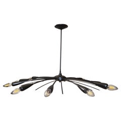 Stilnovo Style 12 Shade Italian Chandelier Bronze Finish Mid-Century Modern 1960