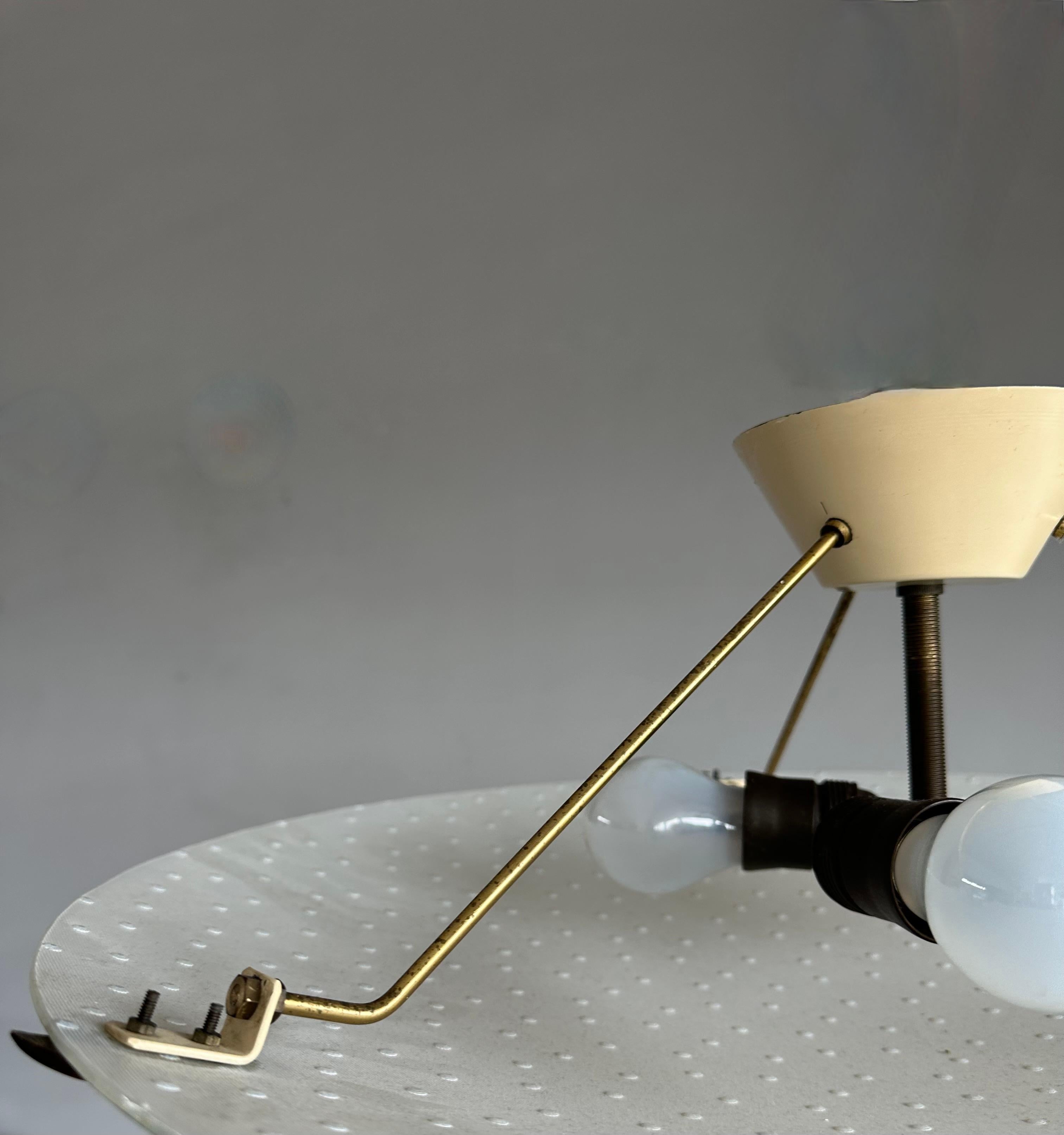 Lampada da incasso italiana senza tempo in vetro con motivo a fori, 1950 in vendita 5