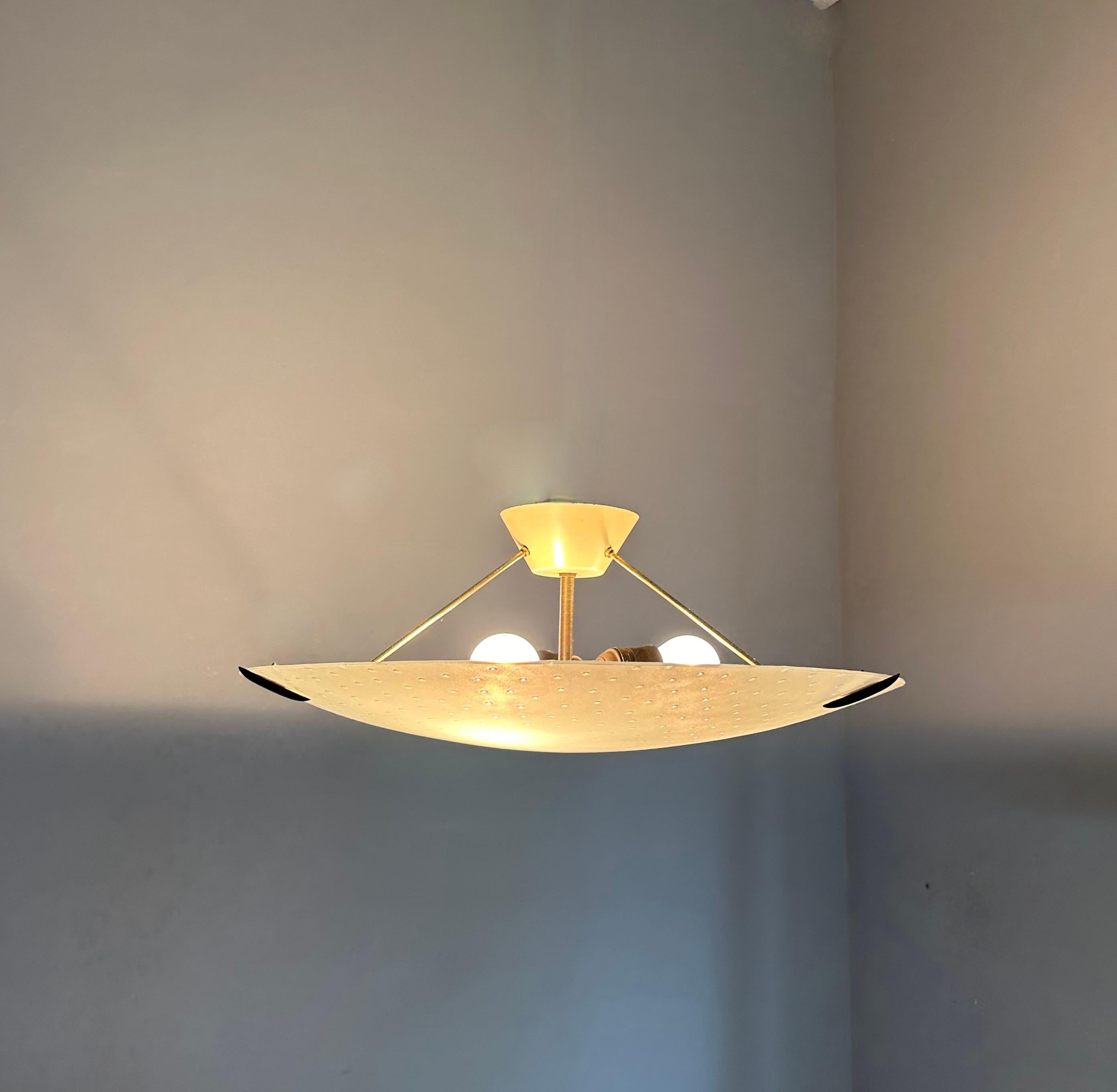 Lampada da incasso italiana senza tempo in vetro con motivo a fori, 1950 in vendita 10