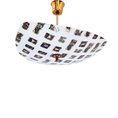 Stilnovo style. Atomic Era glass flush mount, Italy, 1950s