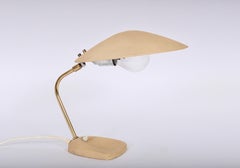 Stilnovo Style Camel Toned Desk Lamp with Saucer Shade, circa 1950s