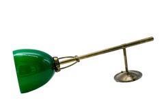 Stilnovo Style Brass and Green Glass Sconce, Italy 1950