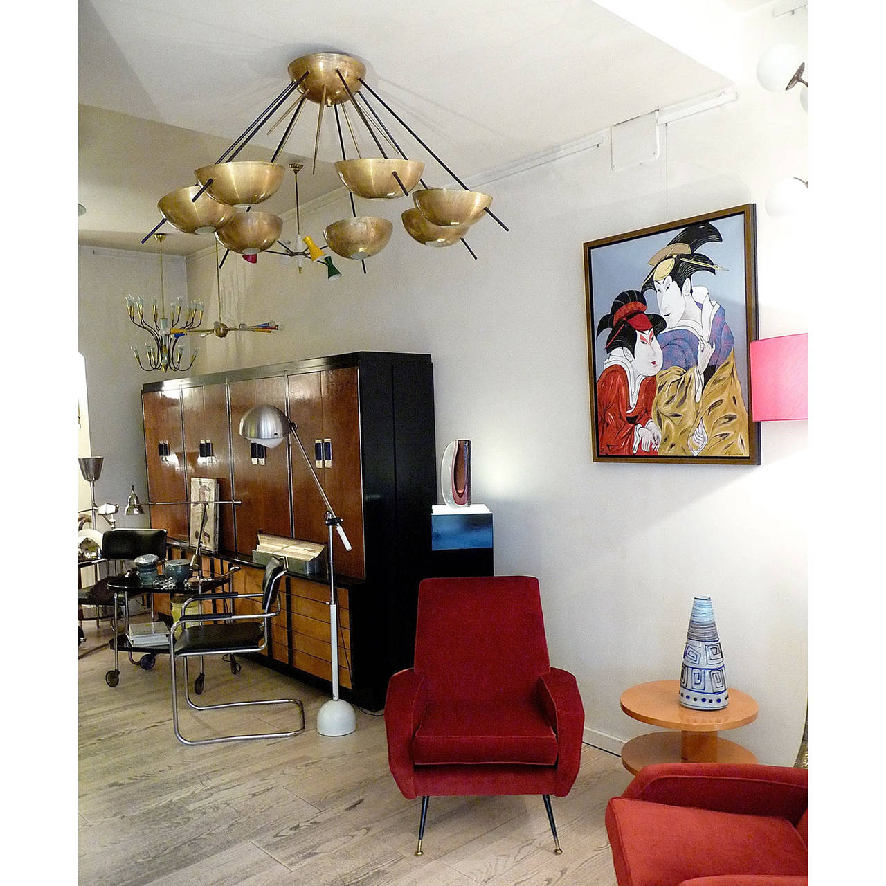 Luz de Cúpula de Latón Estilo Stilnovo Moderno de mediados de siglo en venta