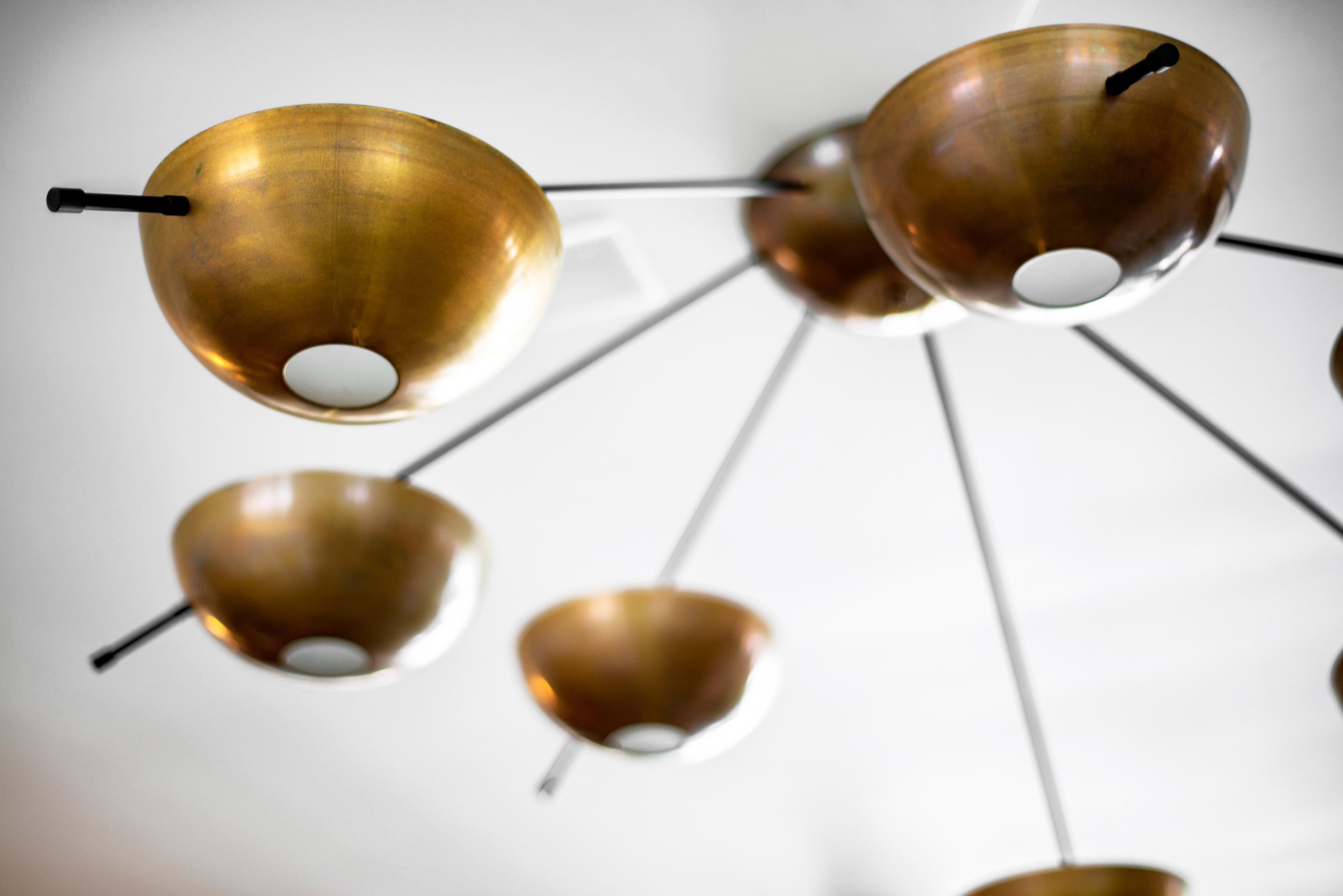 Contemporary Stilnovo Style Brass Dome Light For Sale