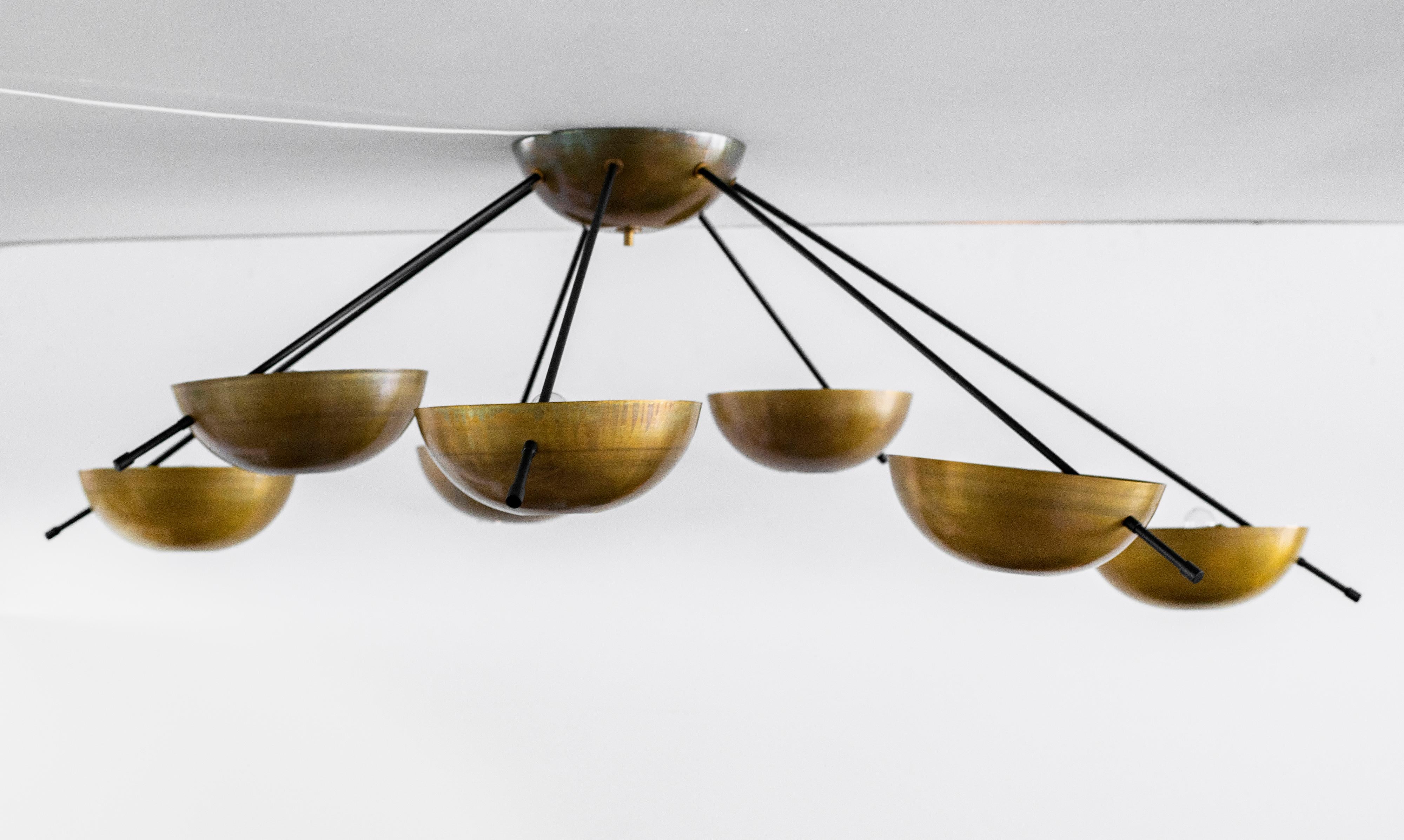 Stilnovo Style Brass Dome Light For Sale 2