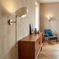 Stilnovo-Style Brass & Ivory Wall Lights with Adjustable Shades
