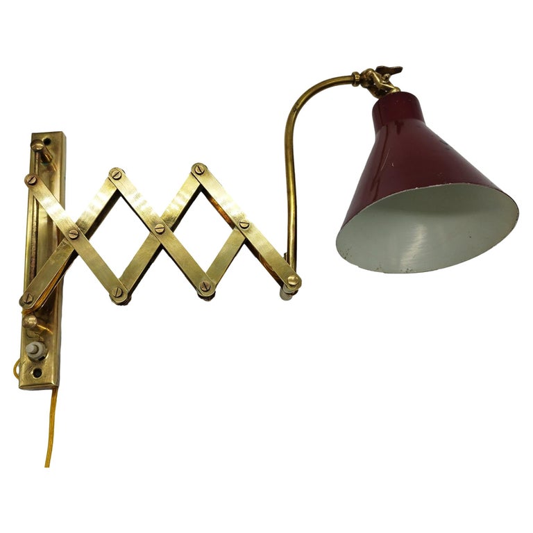 Stilnovo Style Brass Scissor Wall Lamp, Italy, 1960s For Sale at 1stDibs