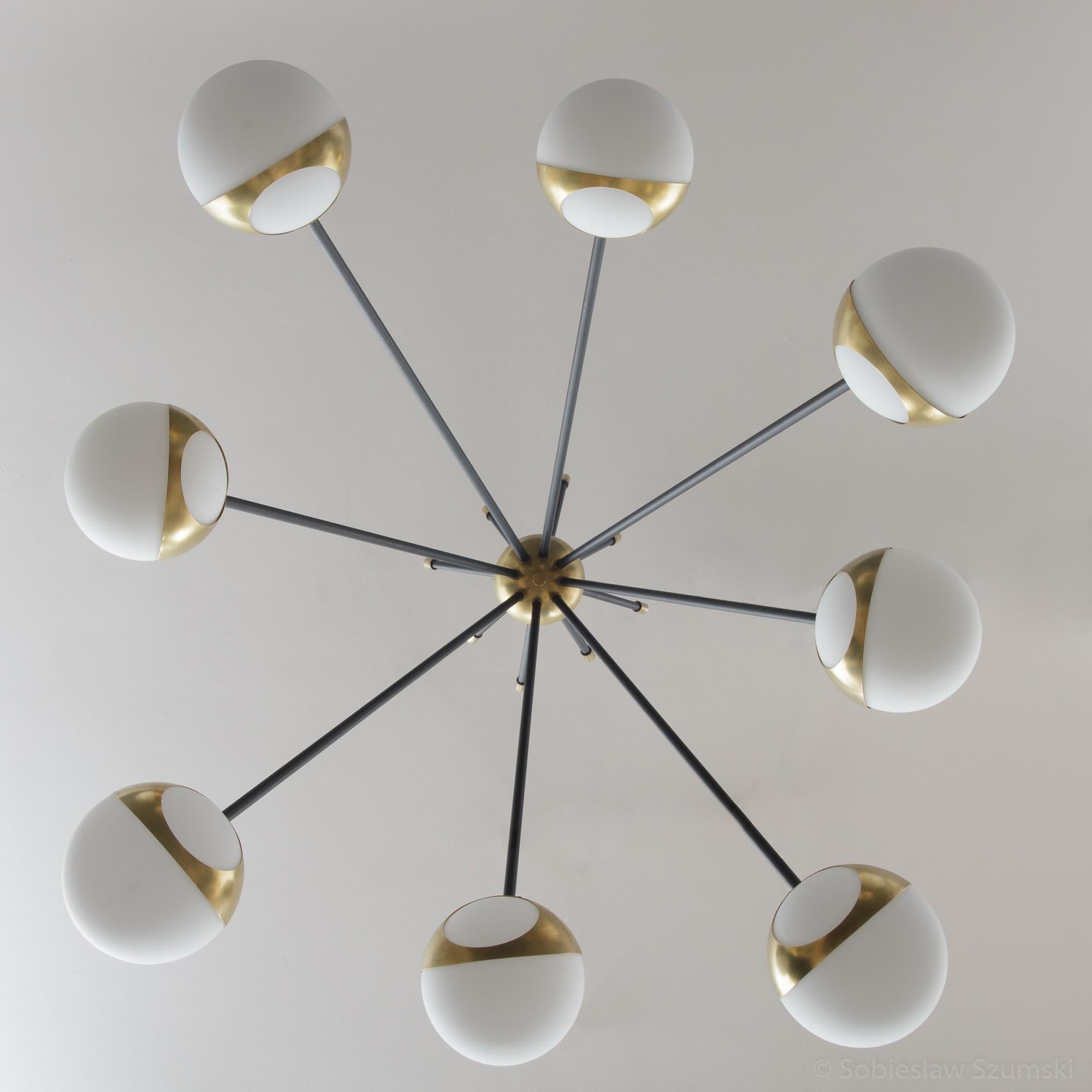 Italian Stilnovo Style Brass Sputnik Chandelier For Sale
