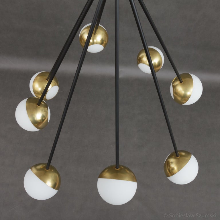 Stilnovo Style Brass Sputnik Chandelier For Sale 3