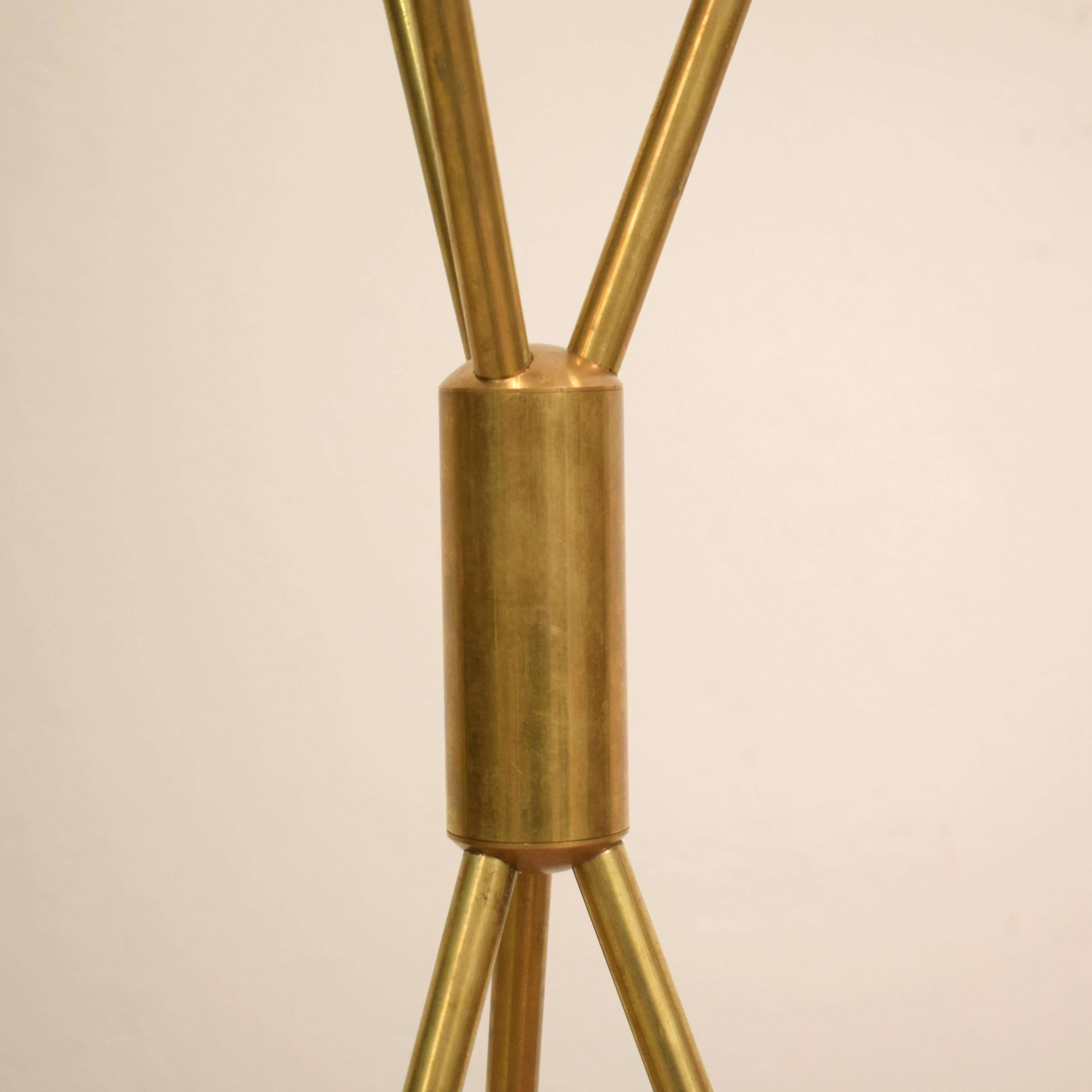 Italian Stilnovo Style Brass Tripod Floor Lamp
