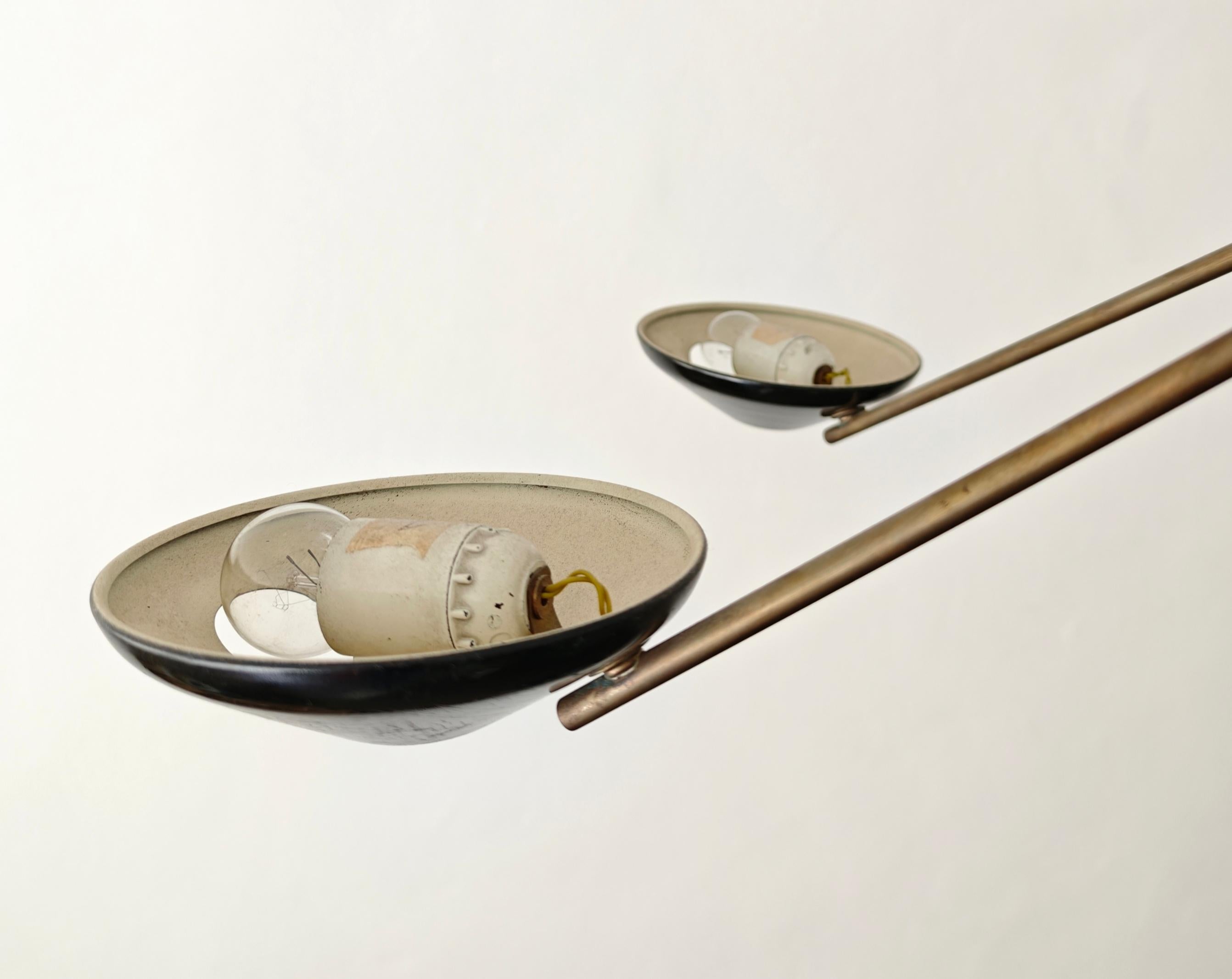 Plafonnier de style Stilnovo Production en laiton Italie 1950/60 Moderne du milieu du siècle dernier en vente 7