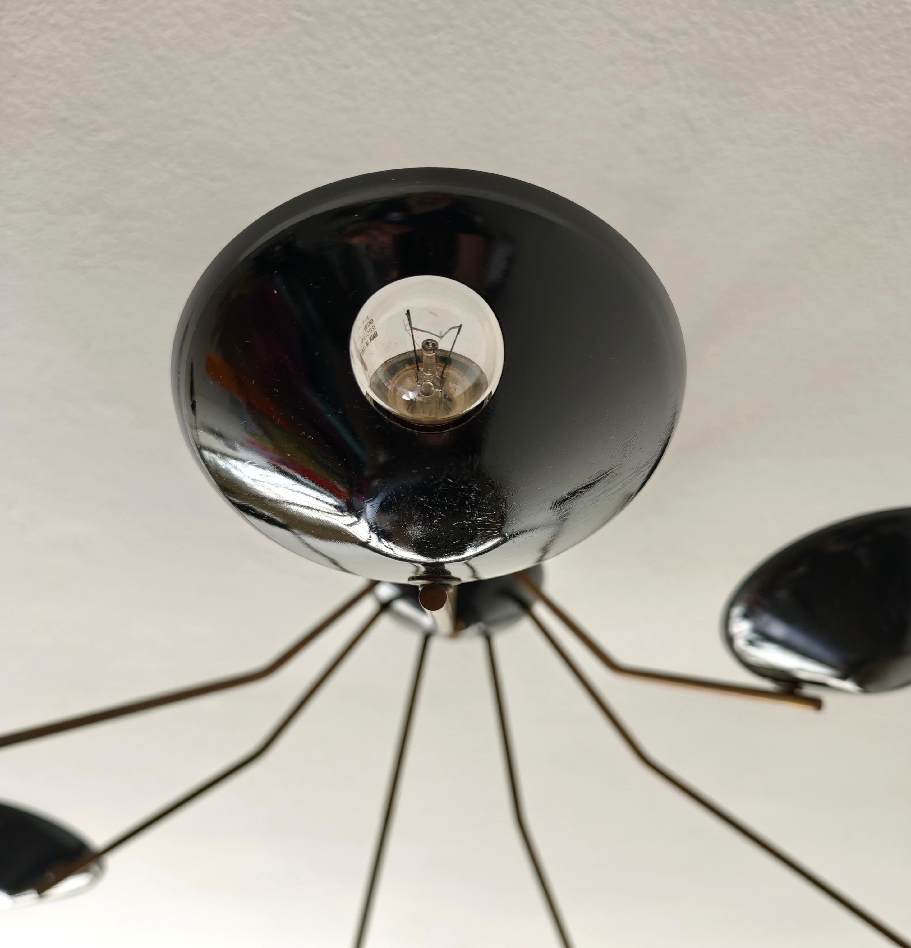Aluminium Plafonnier de style Stilnovo Production en laiton Italie 1950/60 Moderne du milieu du siècle dernier en vente