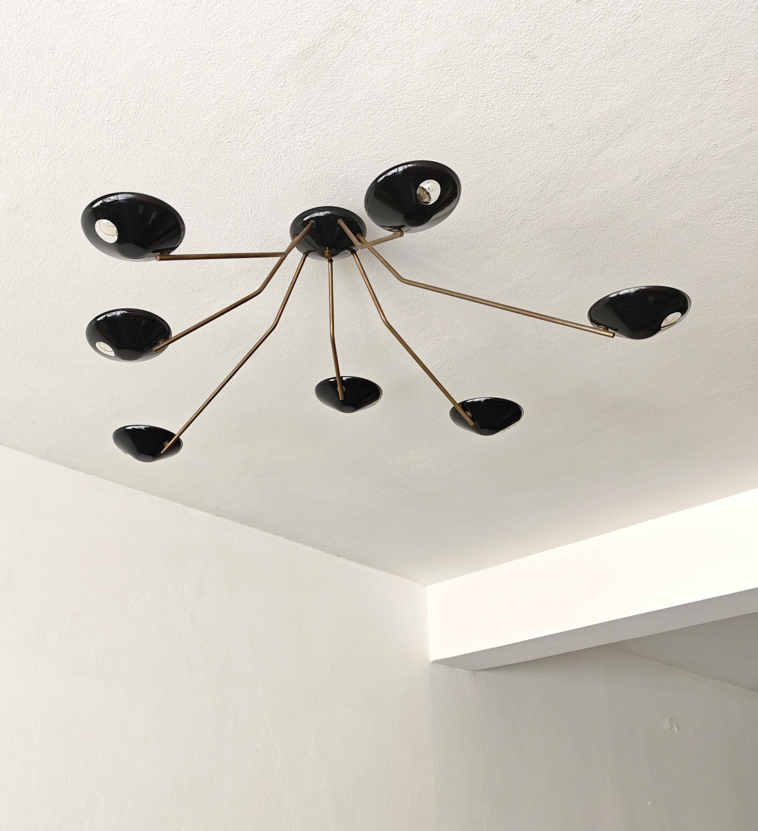 Plafonnier de style Stilnovo Production en laiton Italie 1950/60 Moderne du milieu du siècle dernier en vente 1