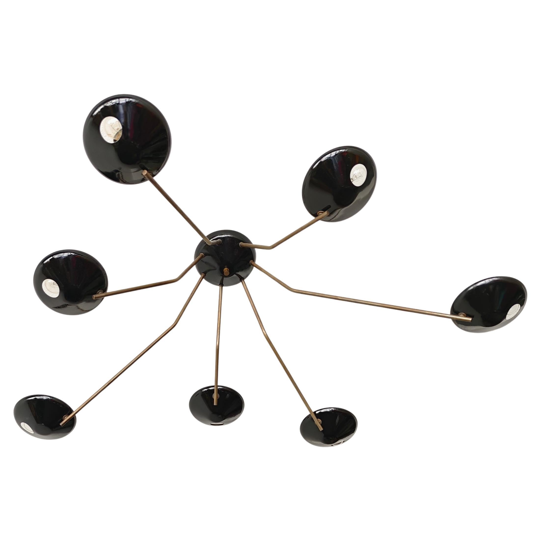 Stilnovo Style Ceiling Lamp Brass Production Italy 1950/60 Mid-Century Modern