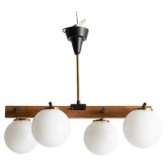 Stilnovo Style Ceiling light Mid-Century Modern Brass & Glass Italy 1960s