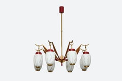 Stilnovo Chandelier, Mid-Century Modern, Enameled Glass, Italy, 1960s